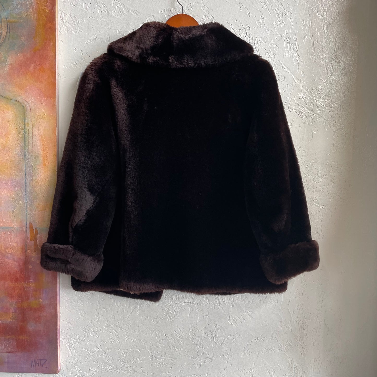 Deep Brown Faux Fur Short Coat 1960's/70's | Medium