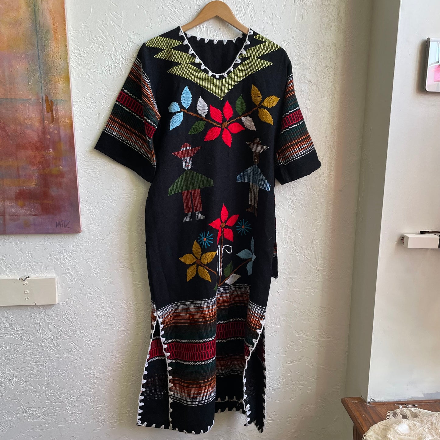 Black Multi Design Long Dress | One Size