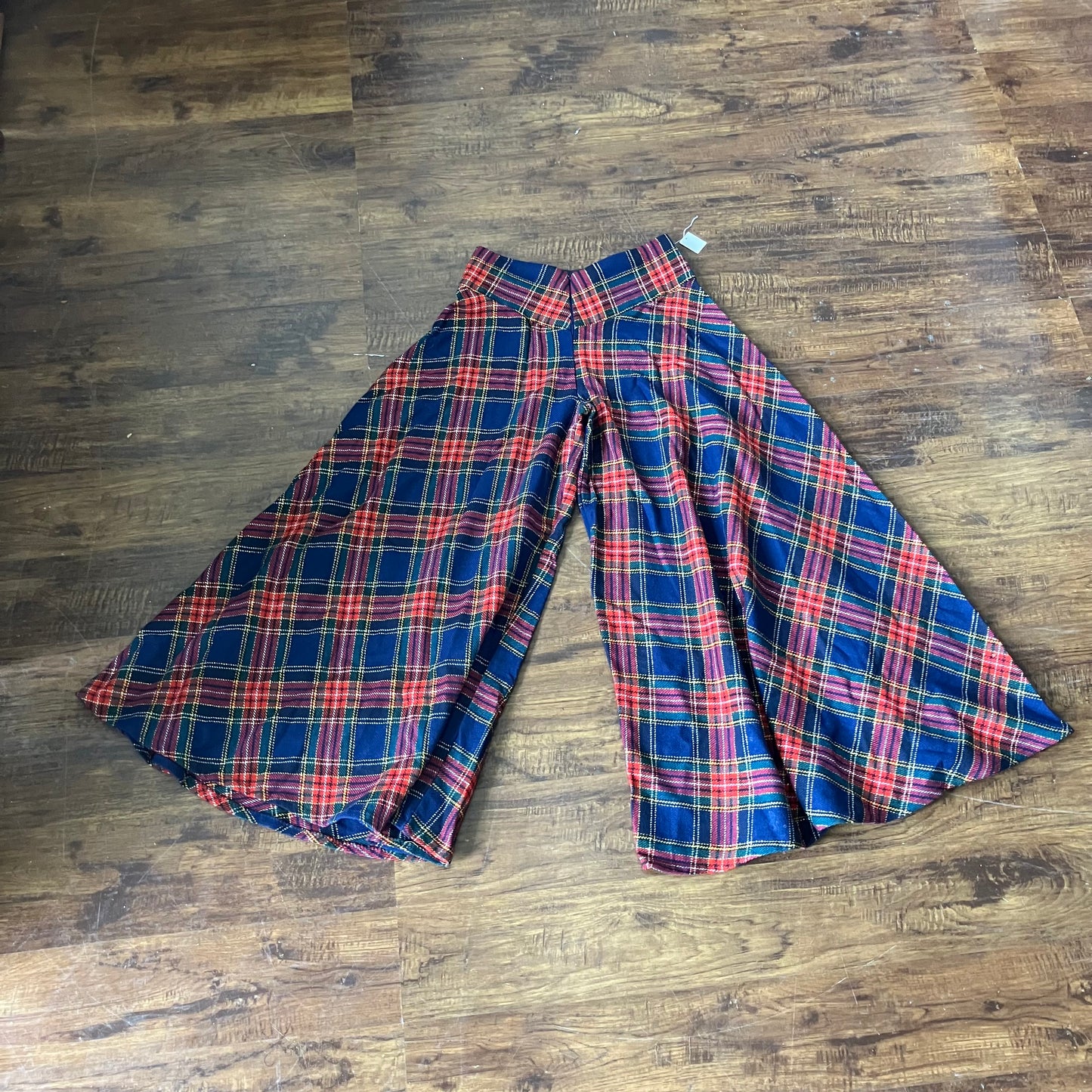 1970s Wool Plaid Palazzo Pants Medium