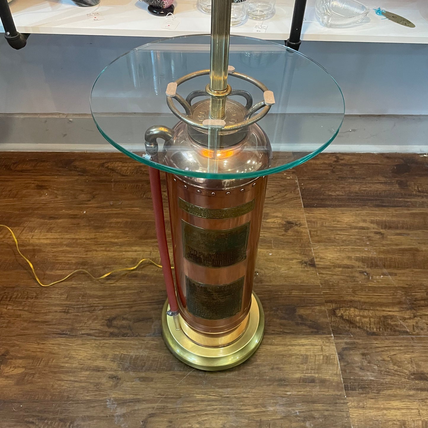 Copper & Brass Fire Extinguisher Floor Lamp Vintage