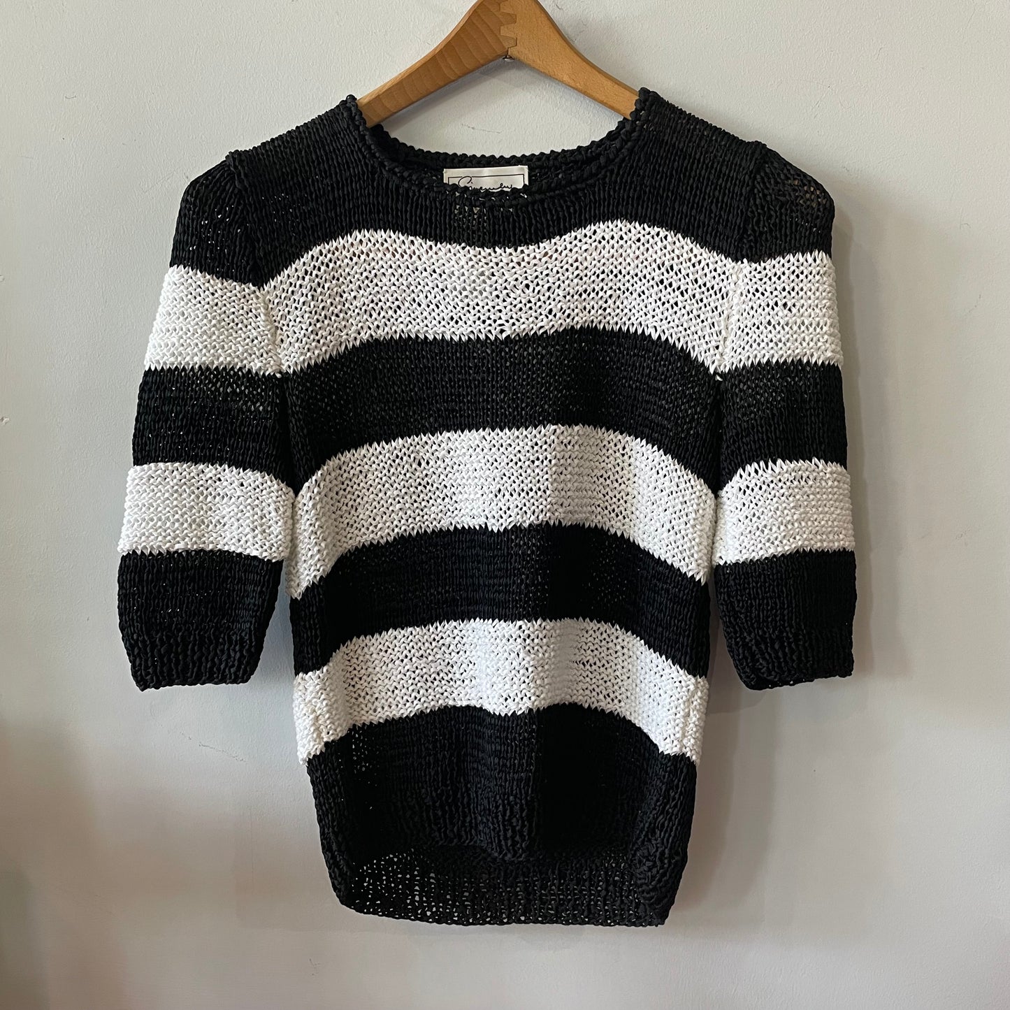 Givenchy Sport Hand Crochet Black and White Strip Sweater