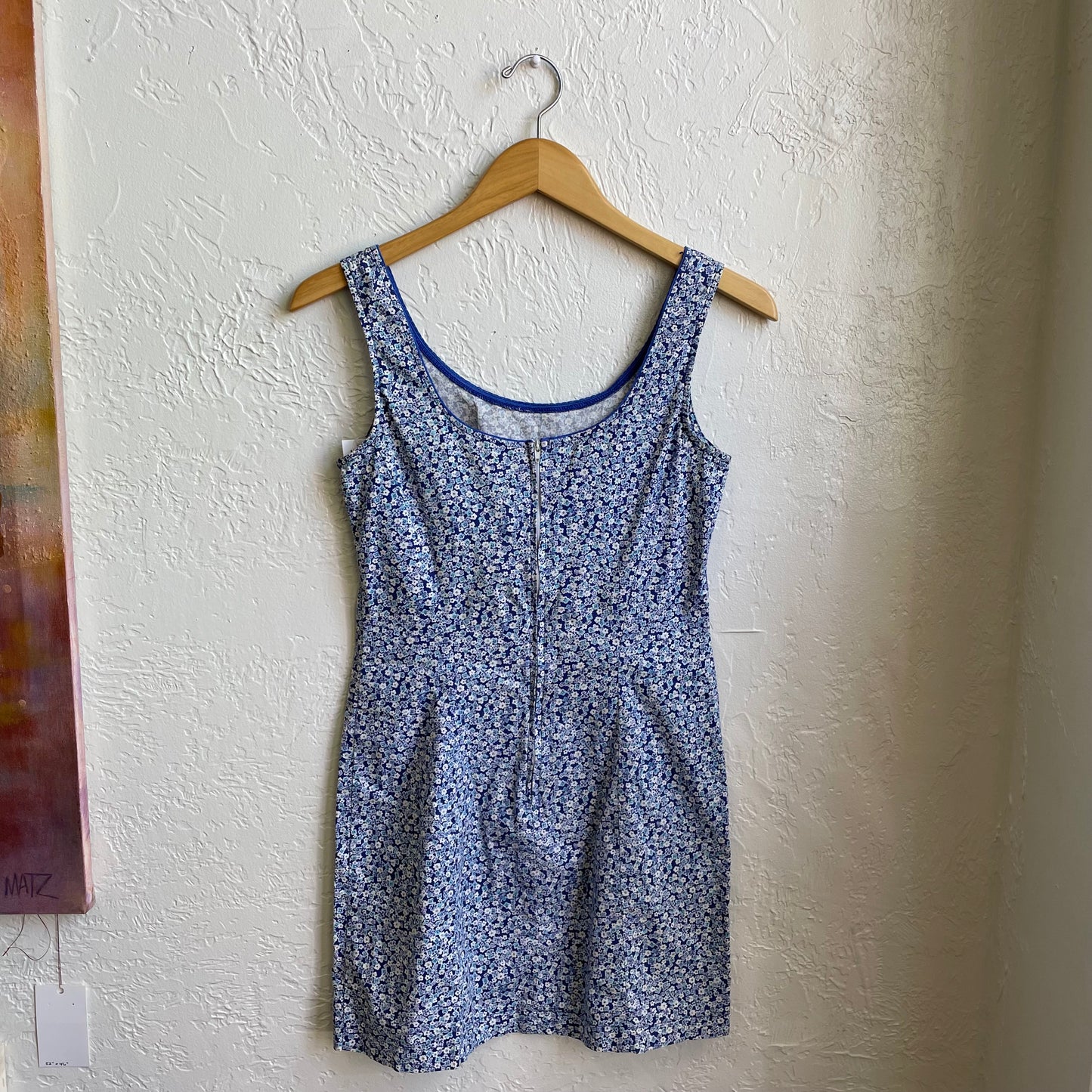 Blue Floral 90's Mini Dress | Medium