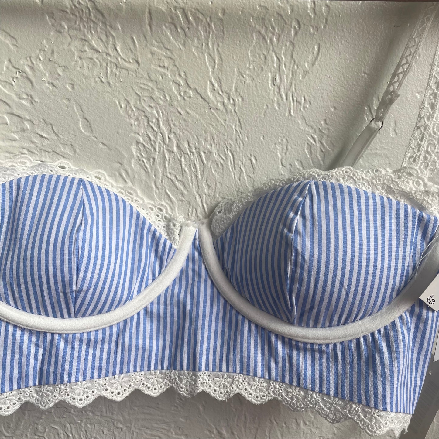 Blue & White Bralette | large