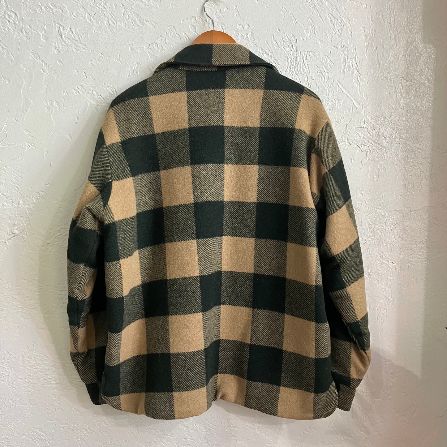 1960s Woolrich Green Plaid Sherpa Lined Jacket Large