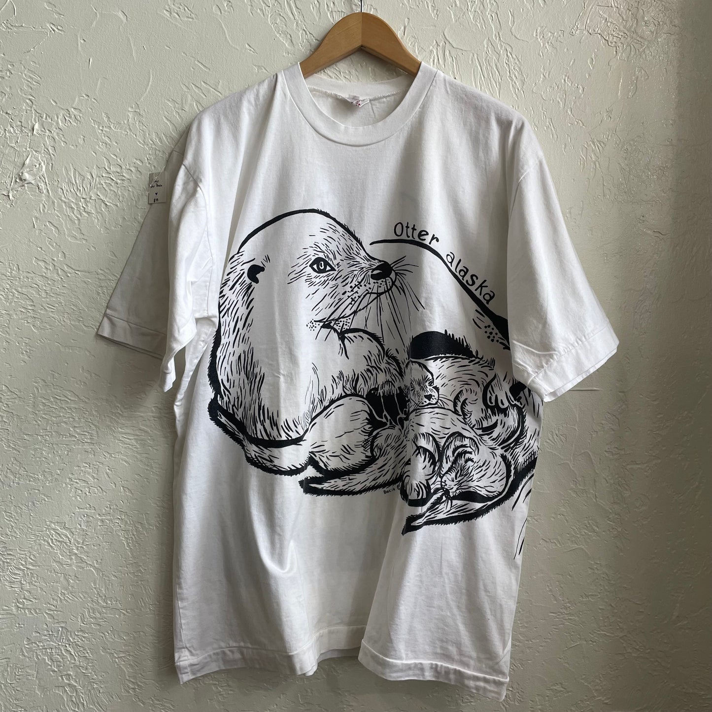 Otter Alaska All Over Print Oversized White Tee | Large