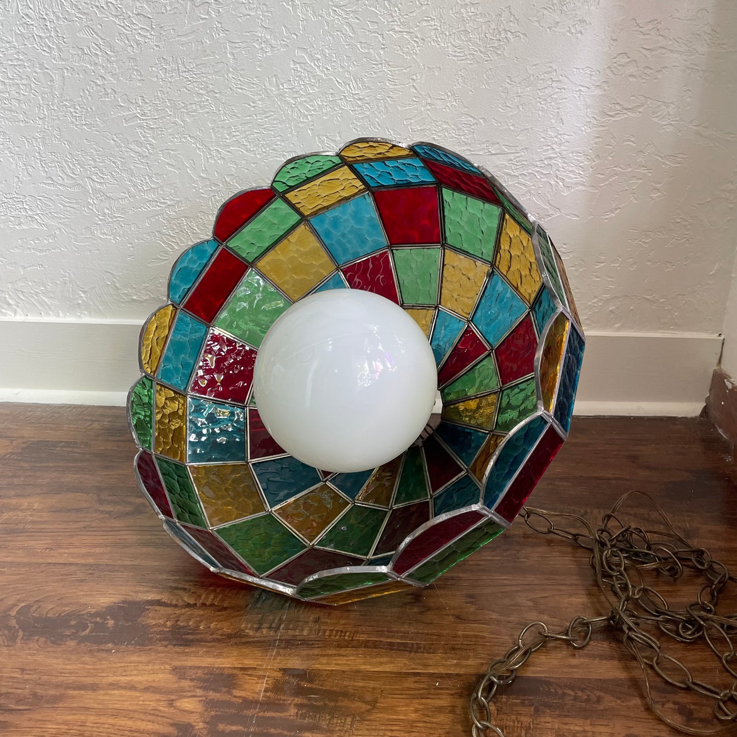 Tiffany Style Stained Glass Hanging Vintage Lamp