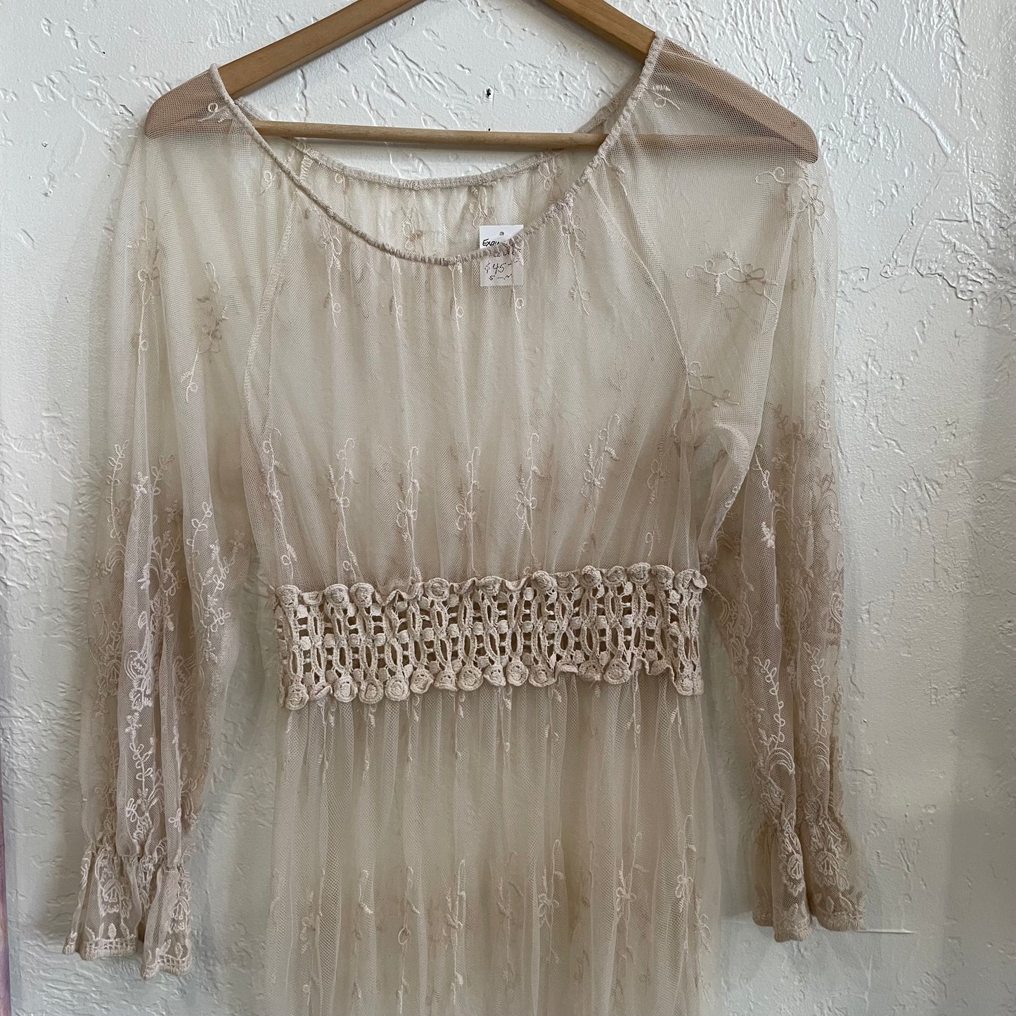 Mesh Lace Long Sleeve Dress | Medium