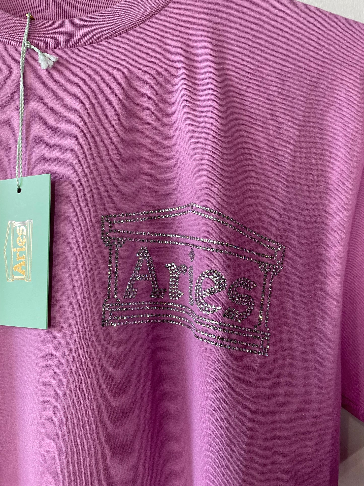 NWT Aries Arise Crystal Temple T-shirt in Lilac Pink
