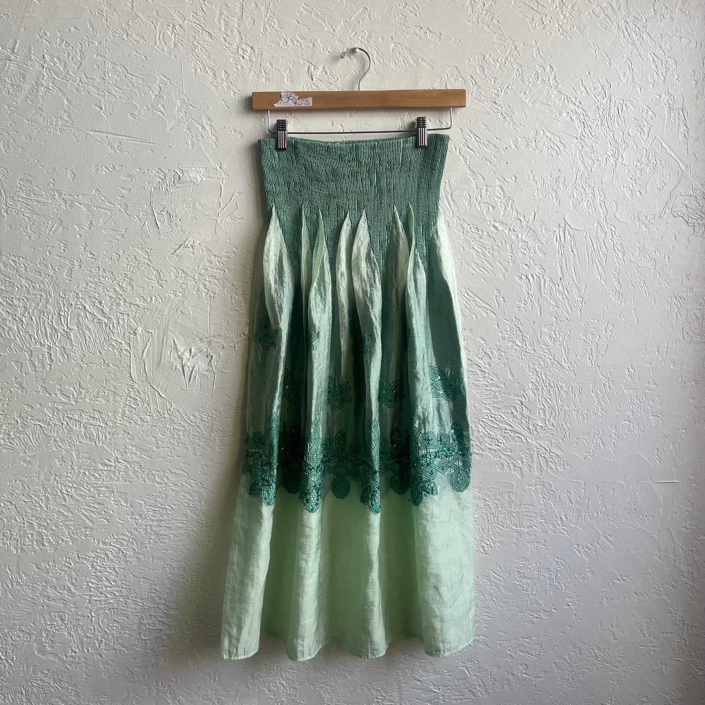Teal Tie Dye Green Strapless Midi Dress | One Size