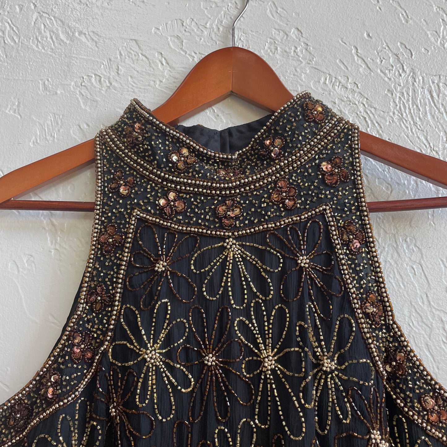 Adrianna Papell 100% Silk Beaded Halter Top | 2X