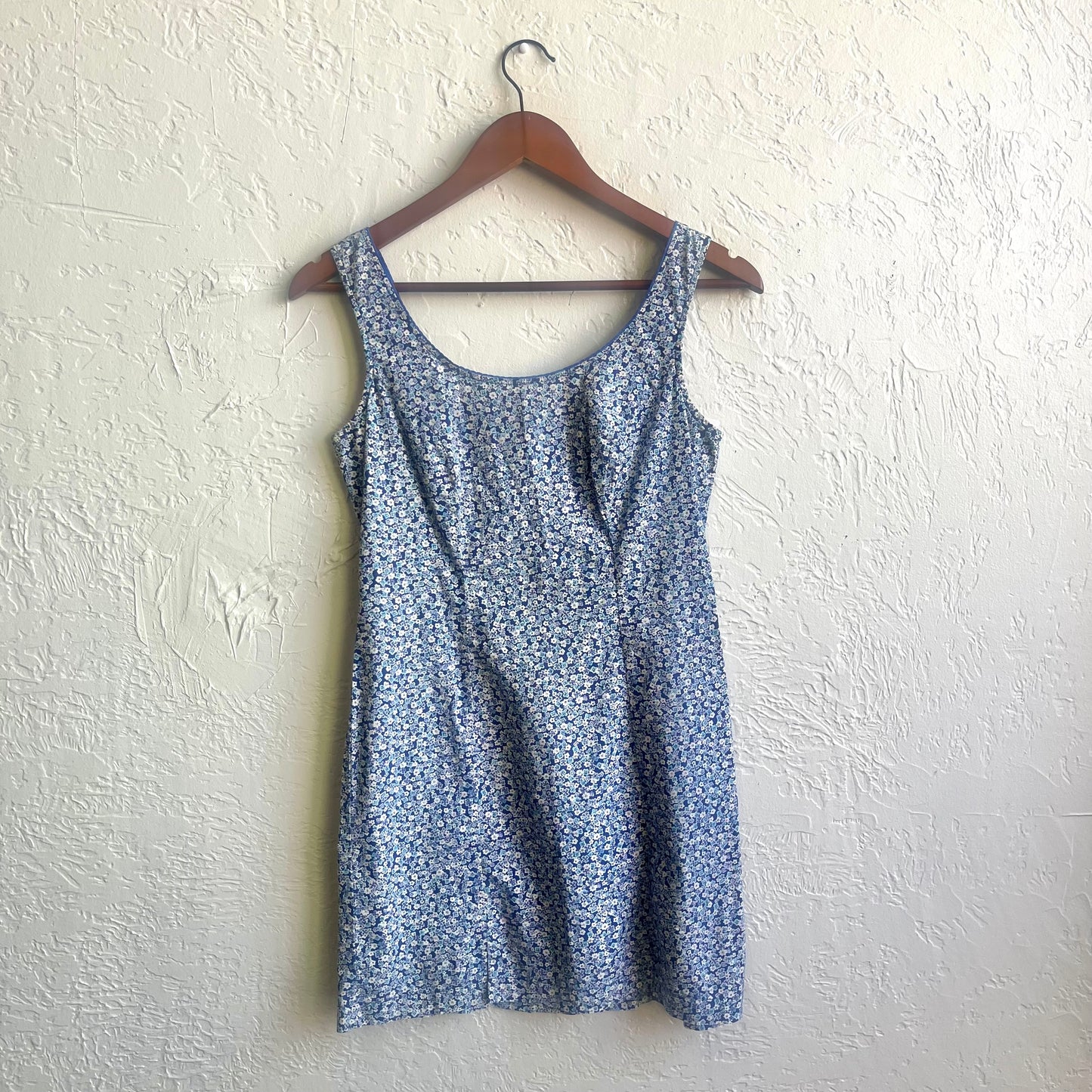 Blue Floral 90's Mini Dress | Medium