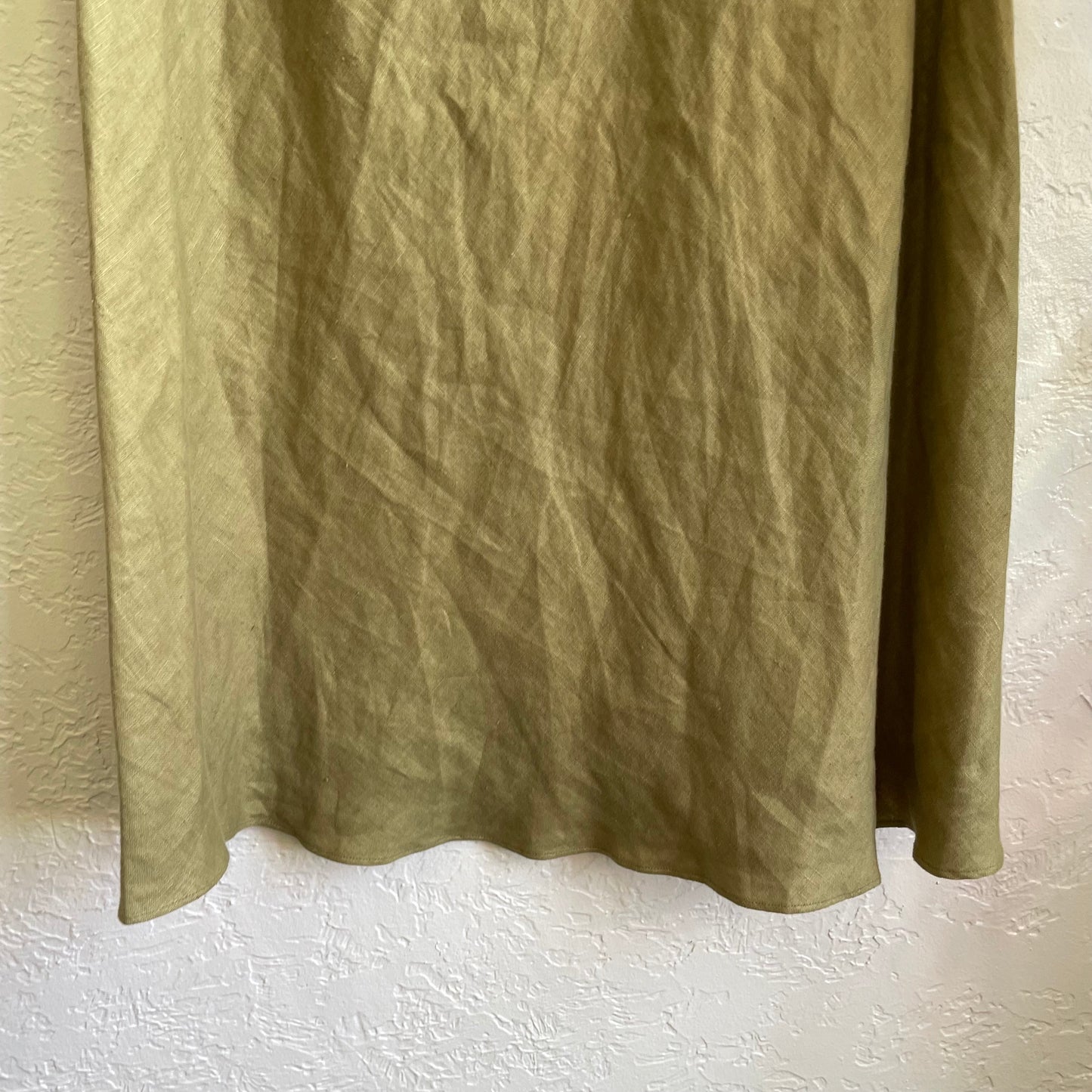 Olive Green 100% Linen Maxi Skirt Y2K | Medium
