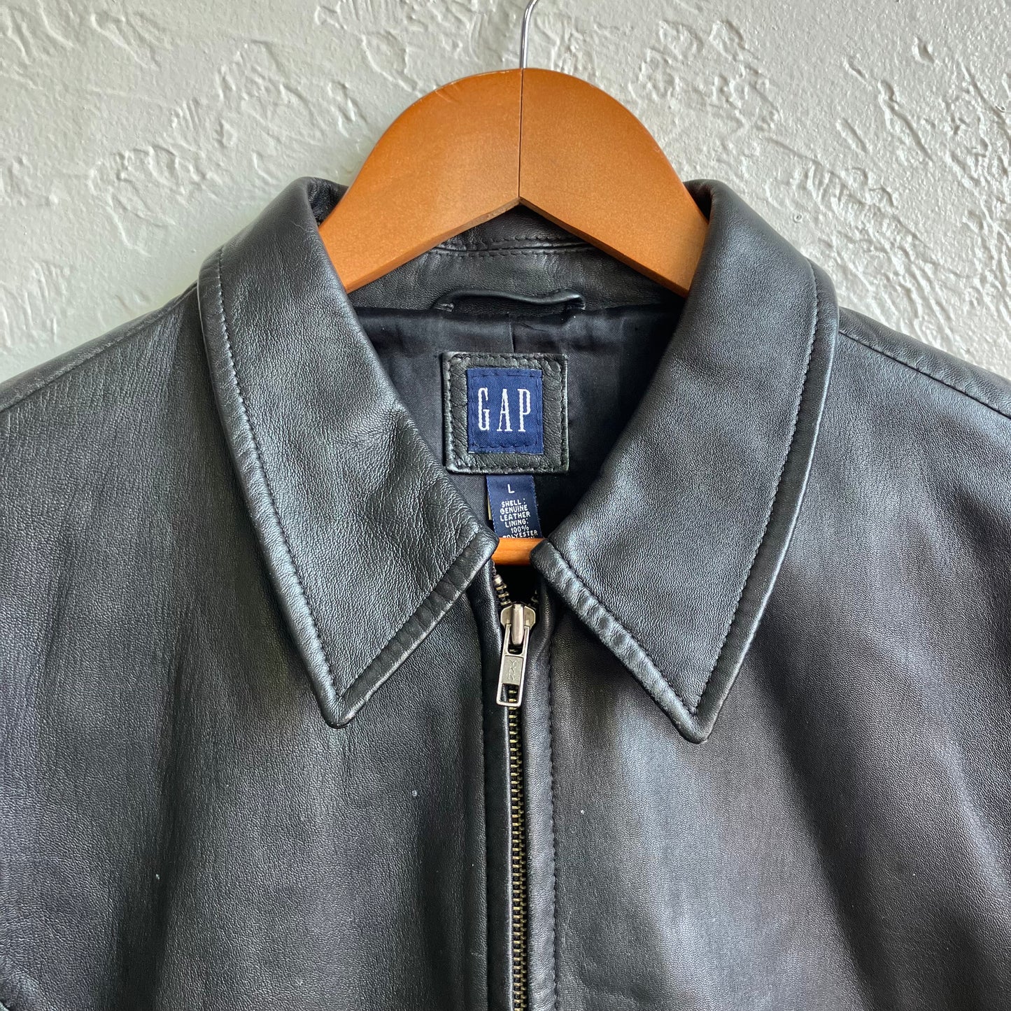 Gap Leather Black Cropped Jacket Large