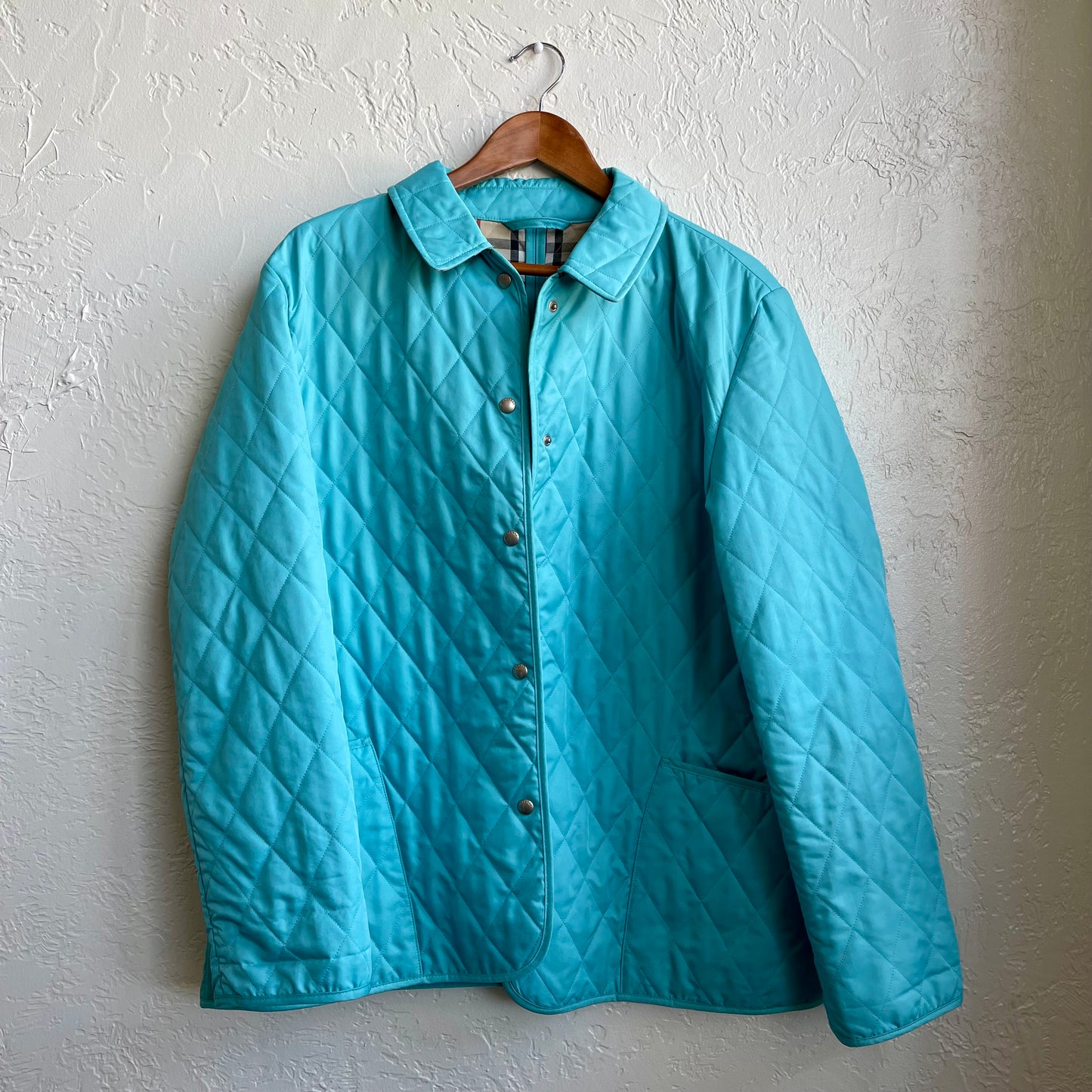 Burberry Quilted Logo Jacket - Turquoise
