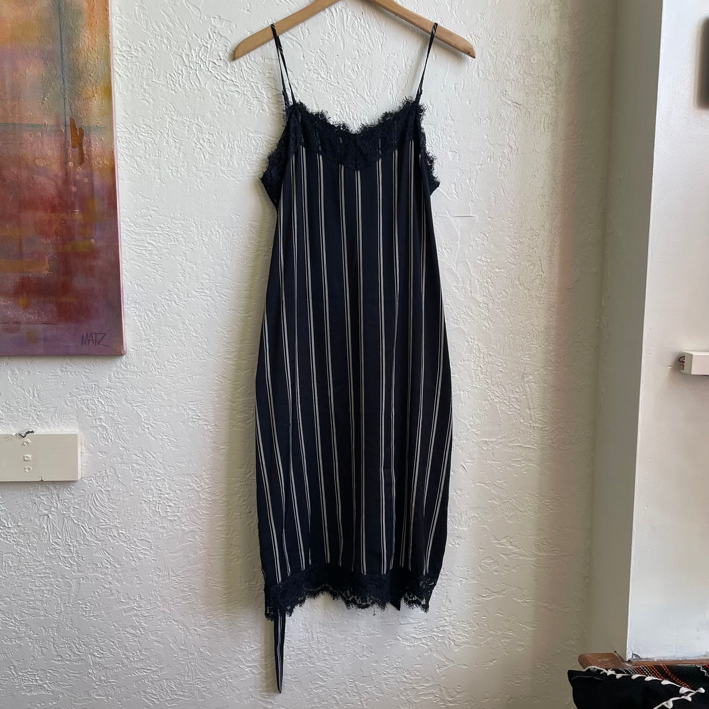 Black Slip Stripes Dress | Medium