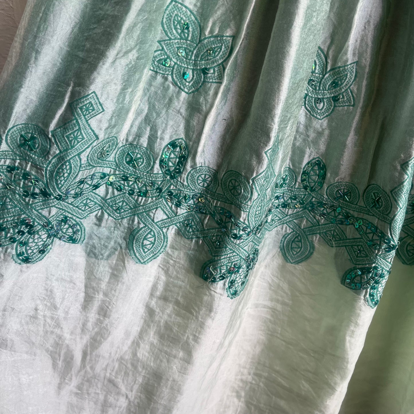 Teal Tie Dye Green Strapless Midi Dress | One Size