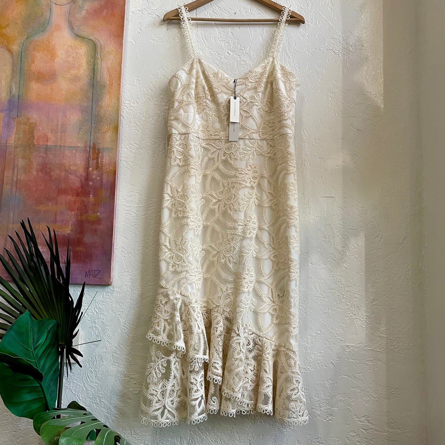 Anthropologie Monique Lhuillier Embroidered Lace Dres NWT | 16/XL