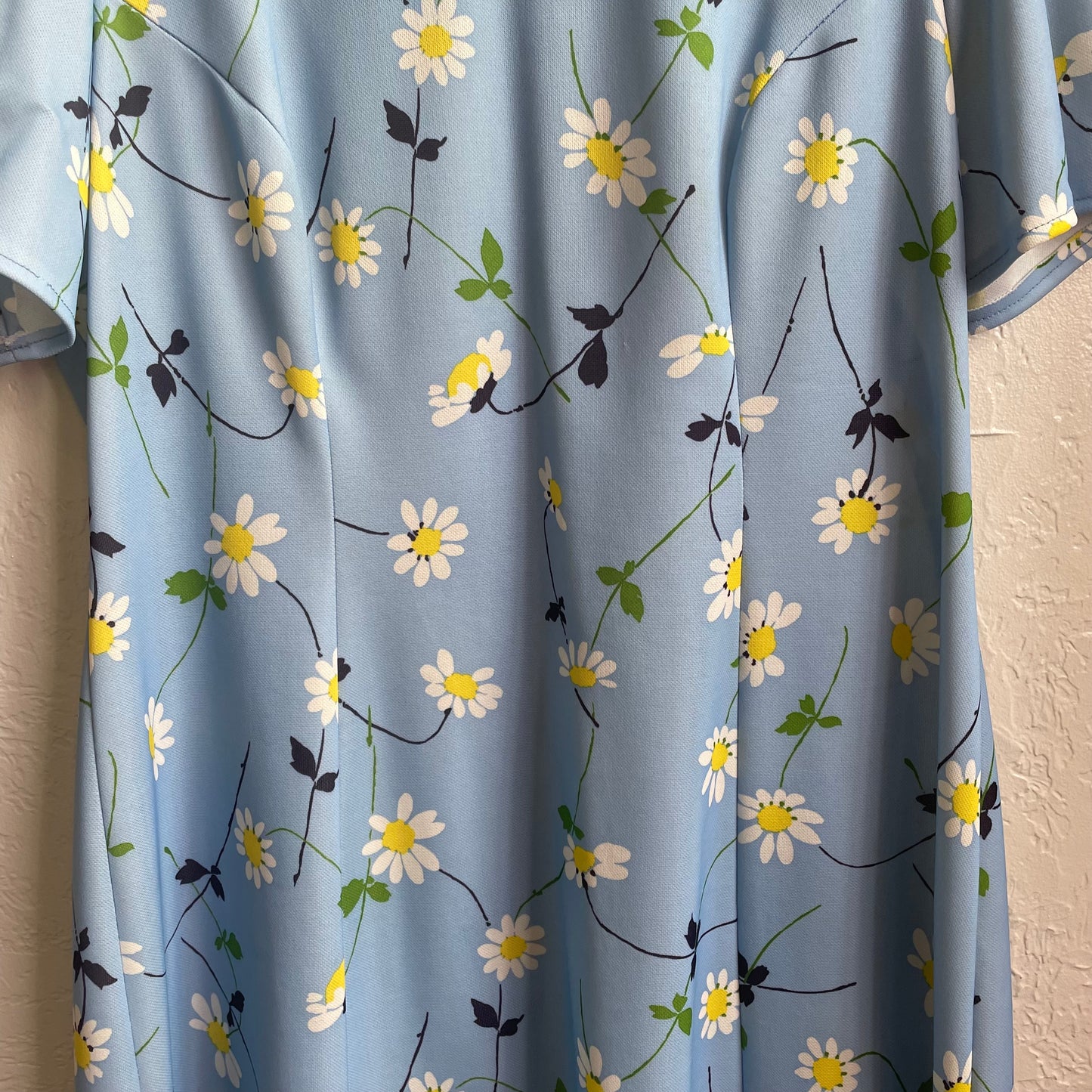 70’s Korelli Sky Blue Floral Dress | Large