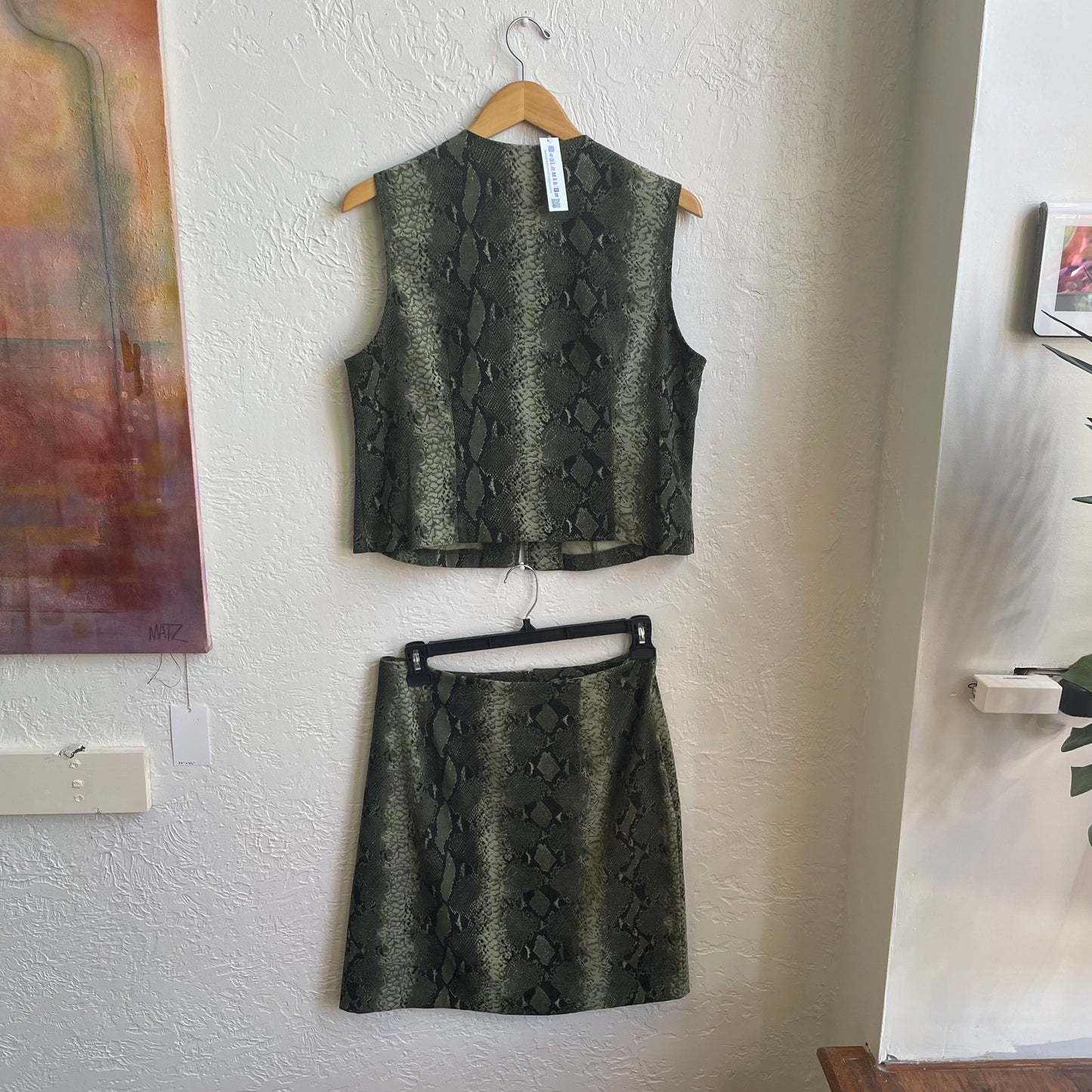 90's Snake Skin 2 Peice Skirt Set | Large