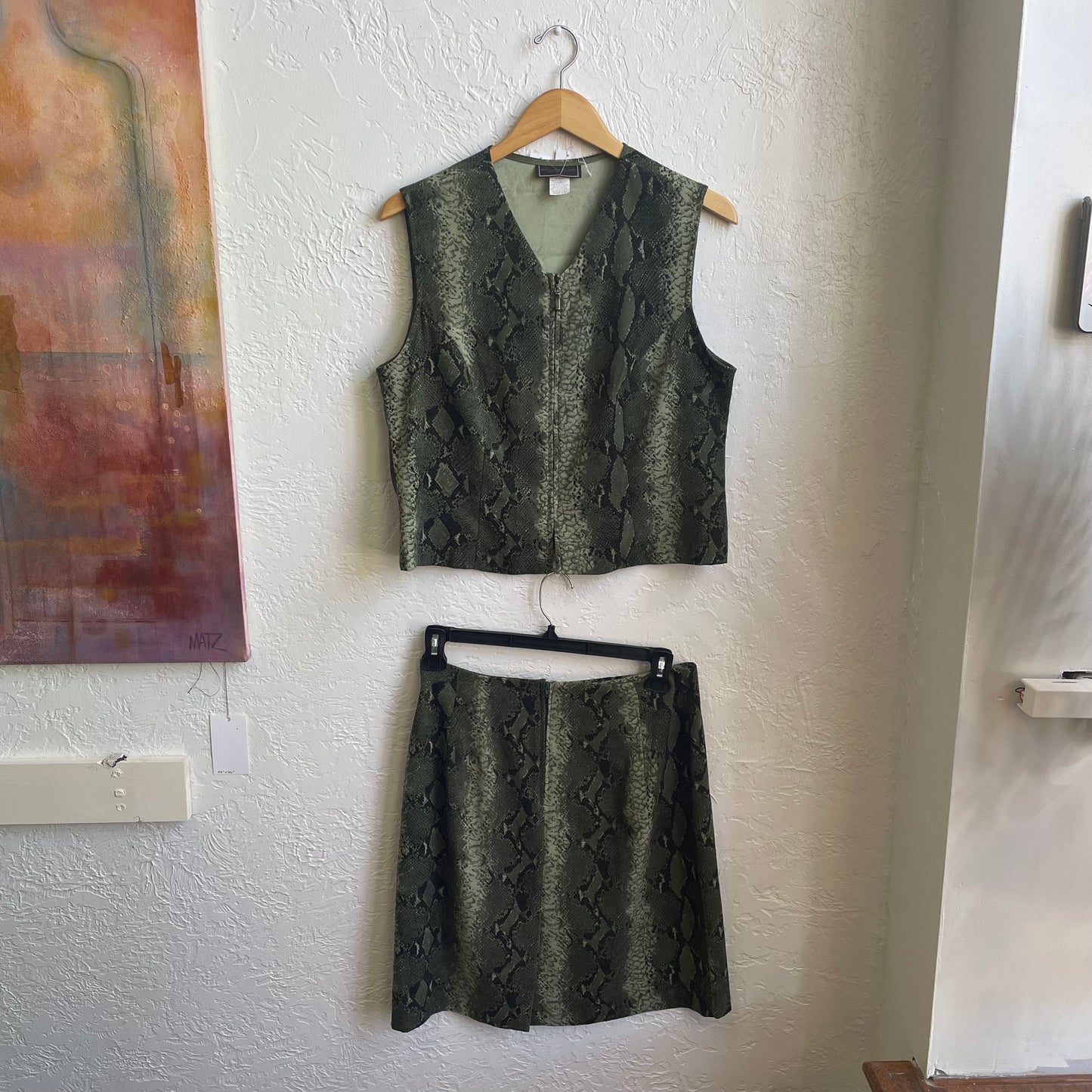 90's Snake Skin 2 Peice Skirt Set | Large