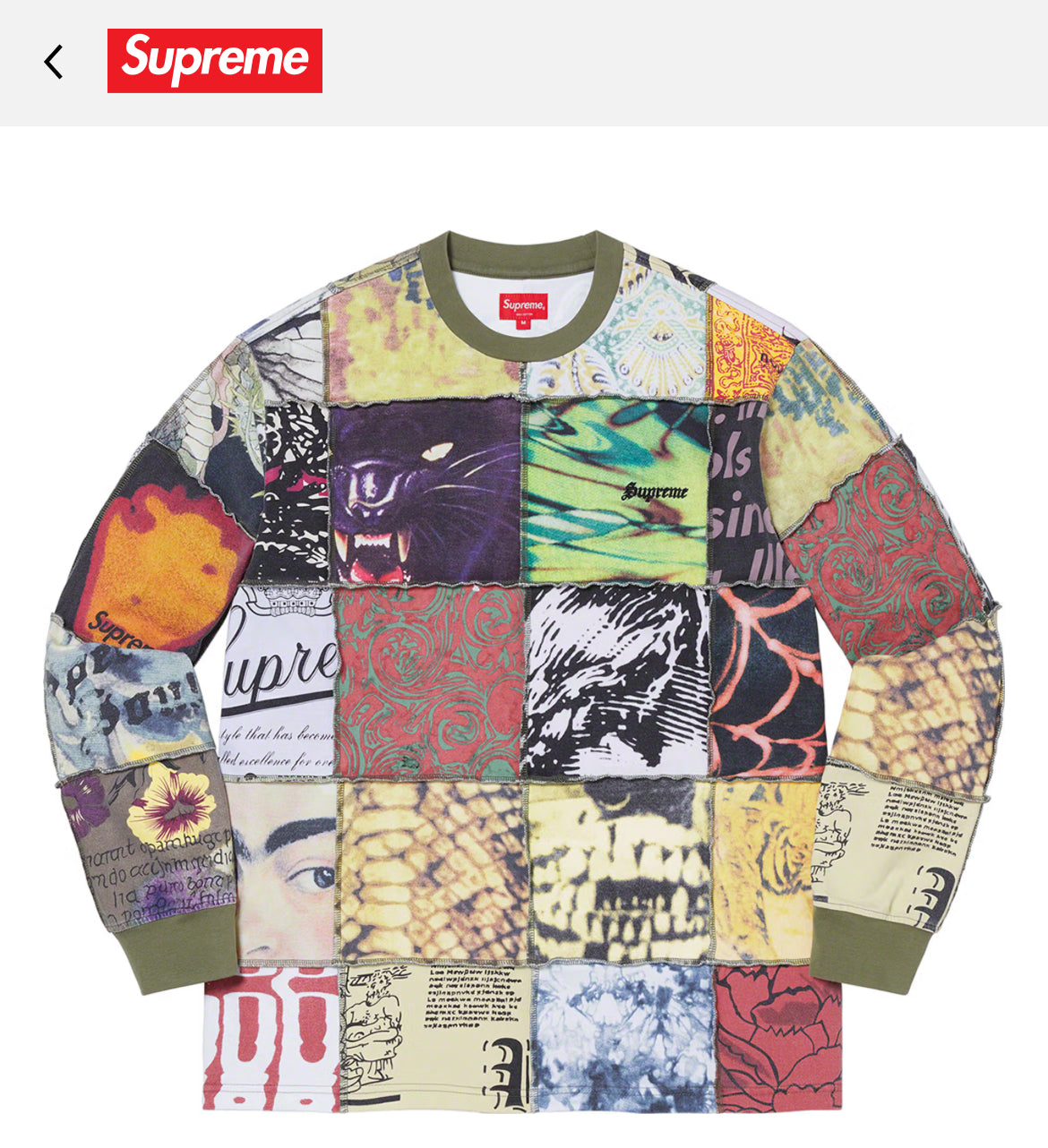 Supreme Mosaic Patchwork Longsleeve | Medium