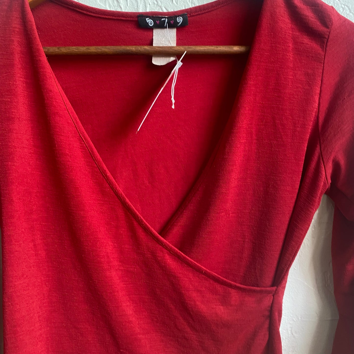 Vintage 90’s Red Slit V Neck Top | Medium