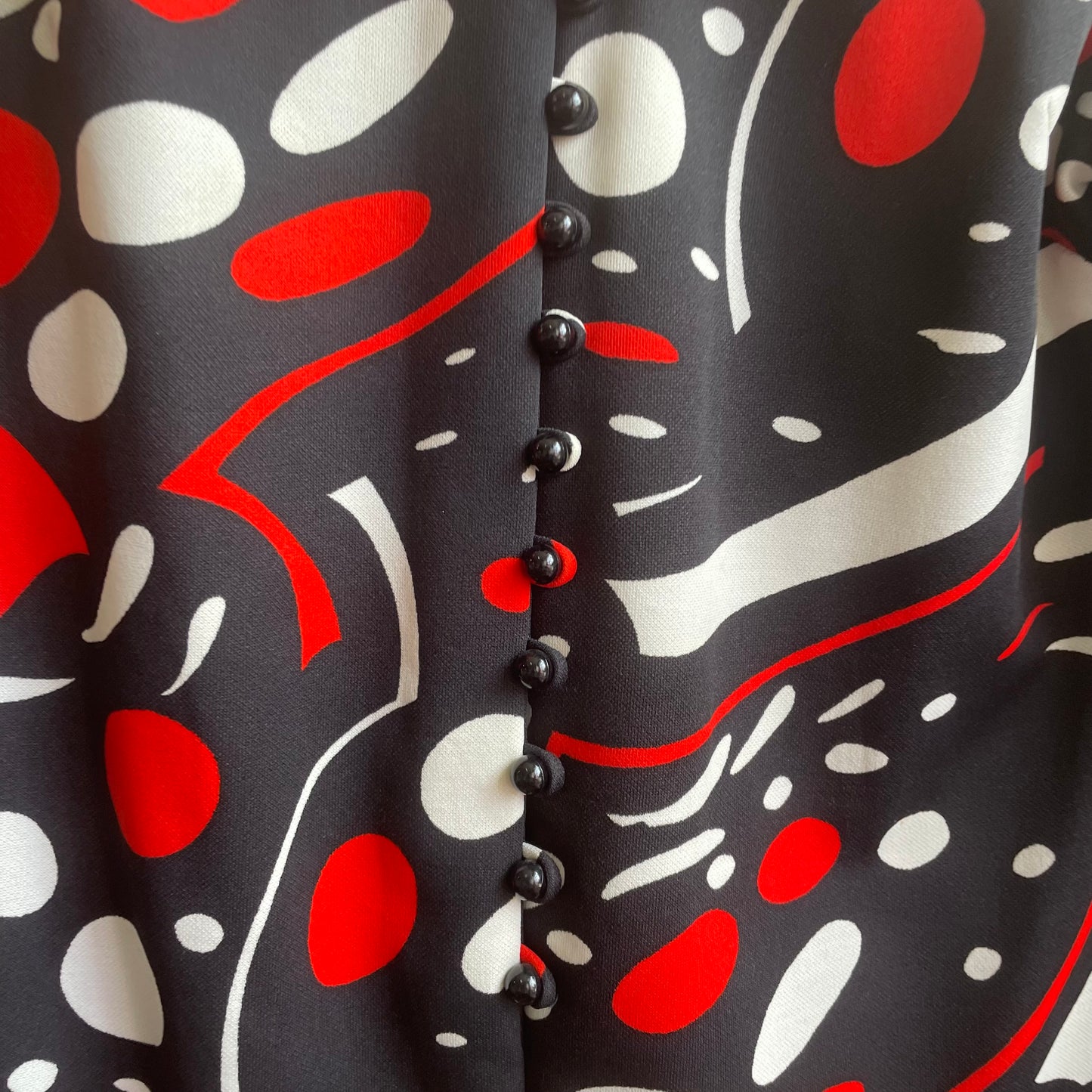 Red & Black Vintage 70’s Midi Multi Design Dress | XL