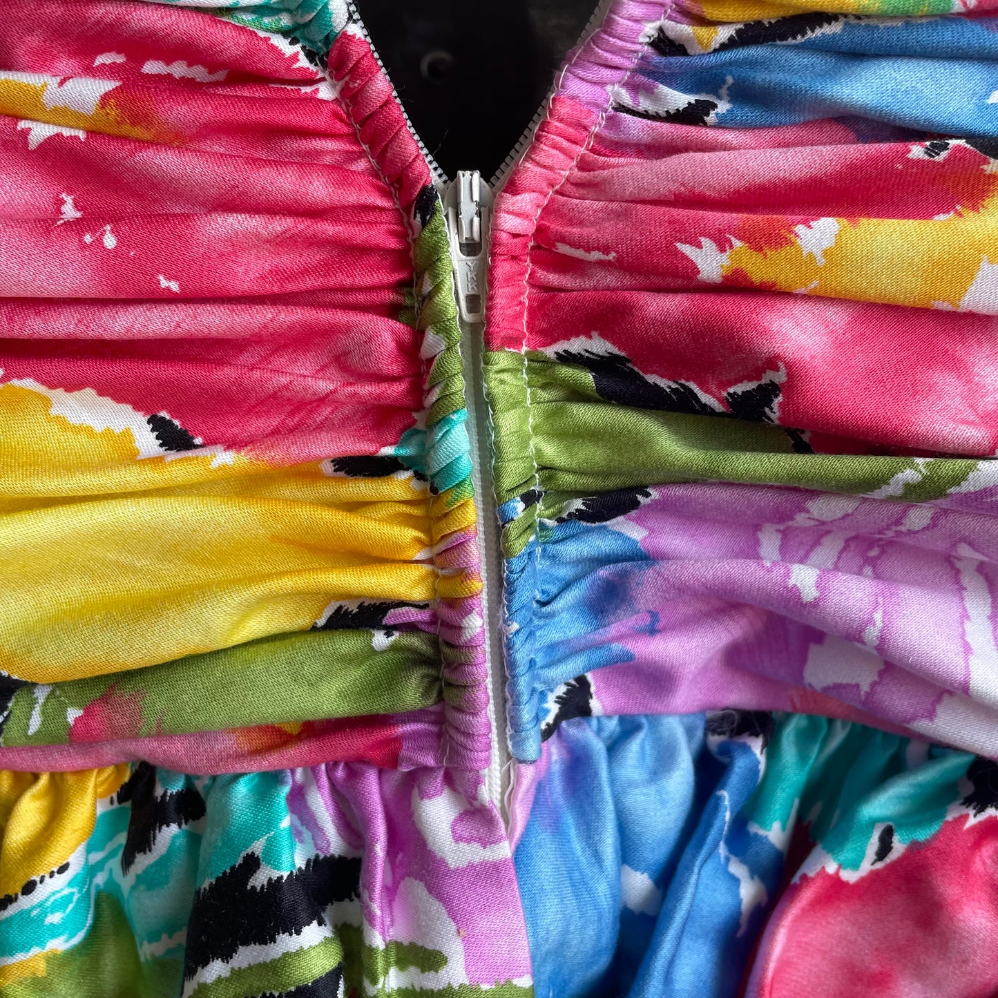 AJ Bari 1980's Multi Color Cocktail Tiered Mini Dress | Size 12