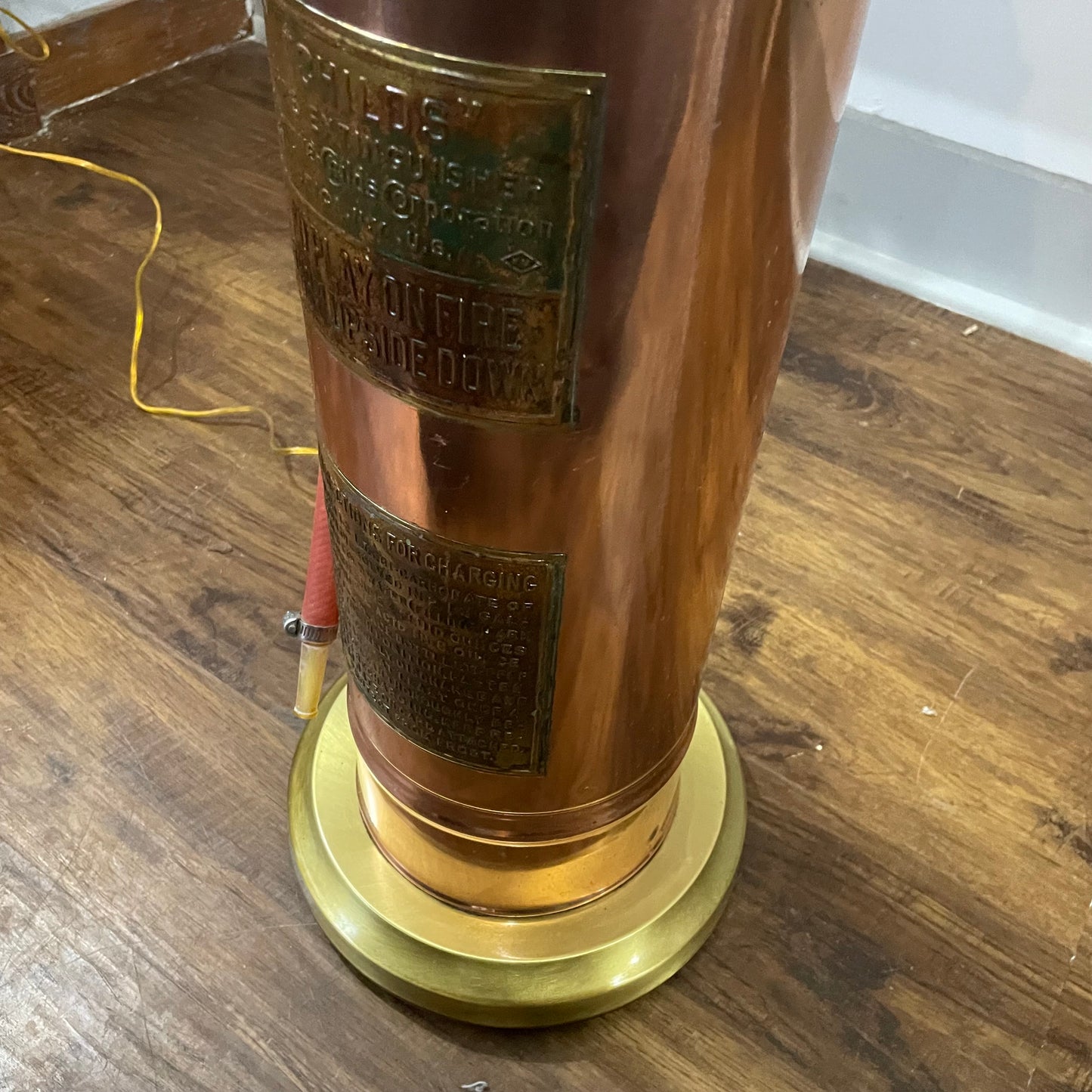 Copper & Brass Fire Extinguisher Floor Lamp Vintage