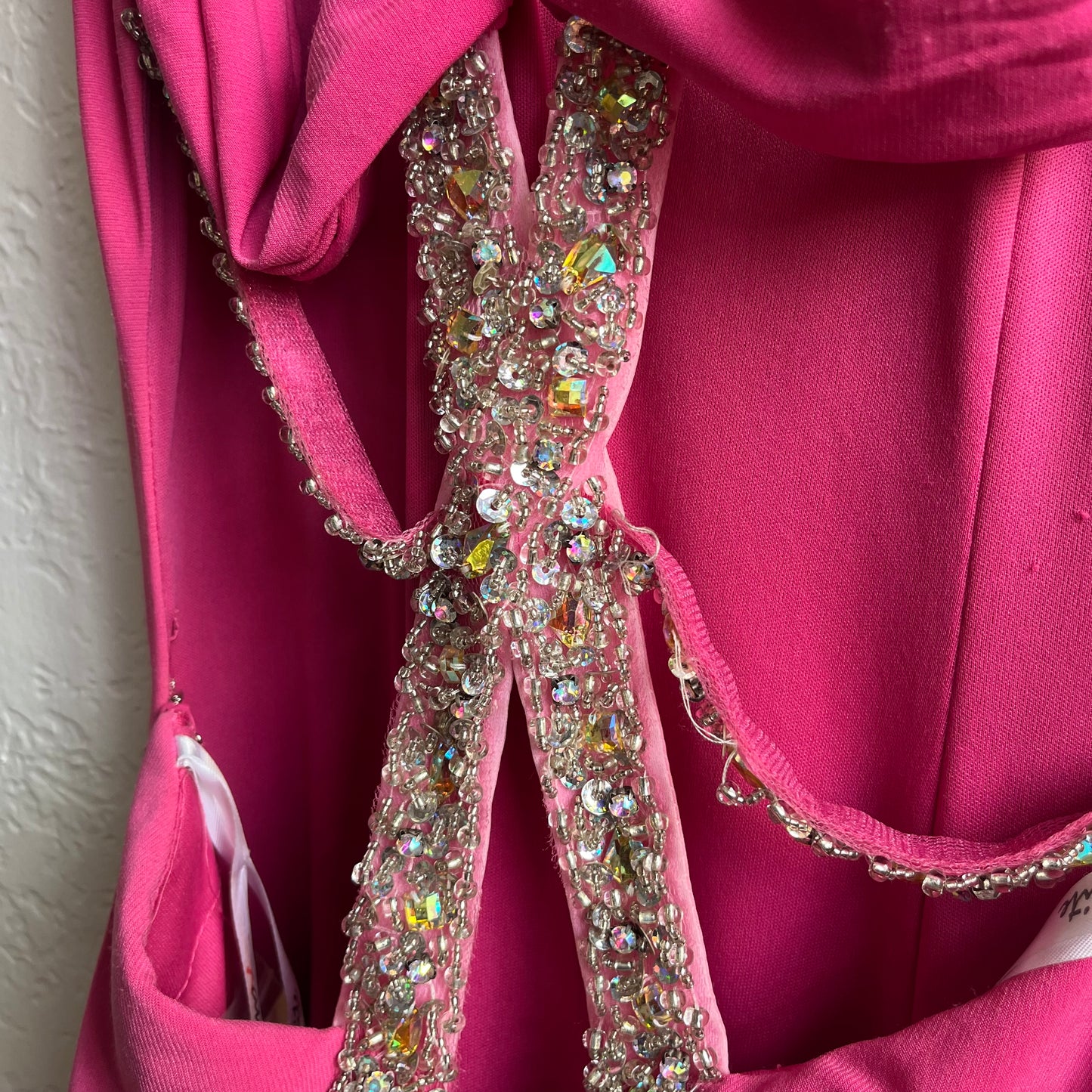 Pink Y2K Cross Rhinestone Maxi Dress | Medium
