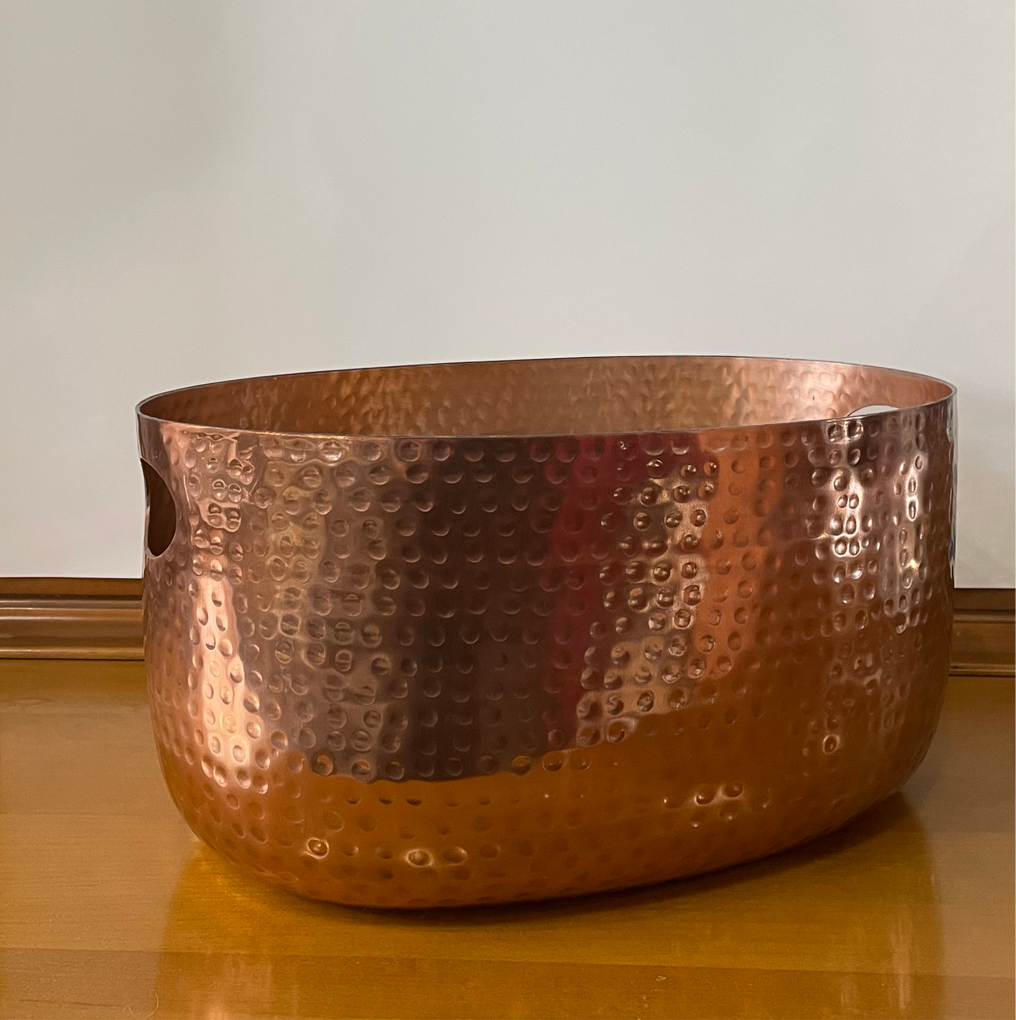 Copper Ice Tub Hammered Oval Design