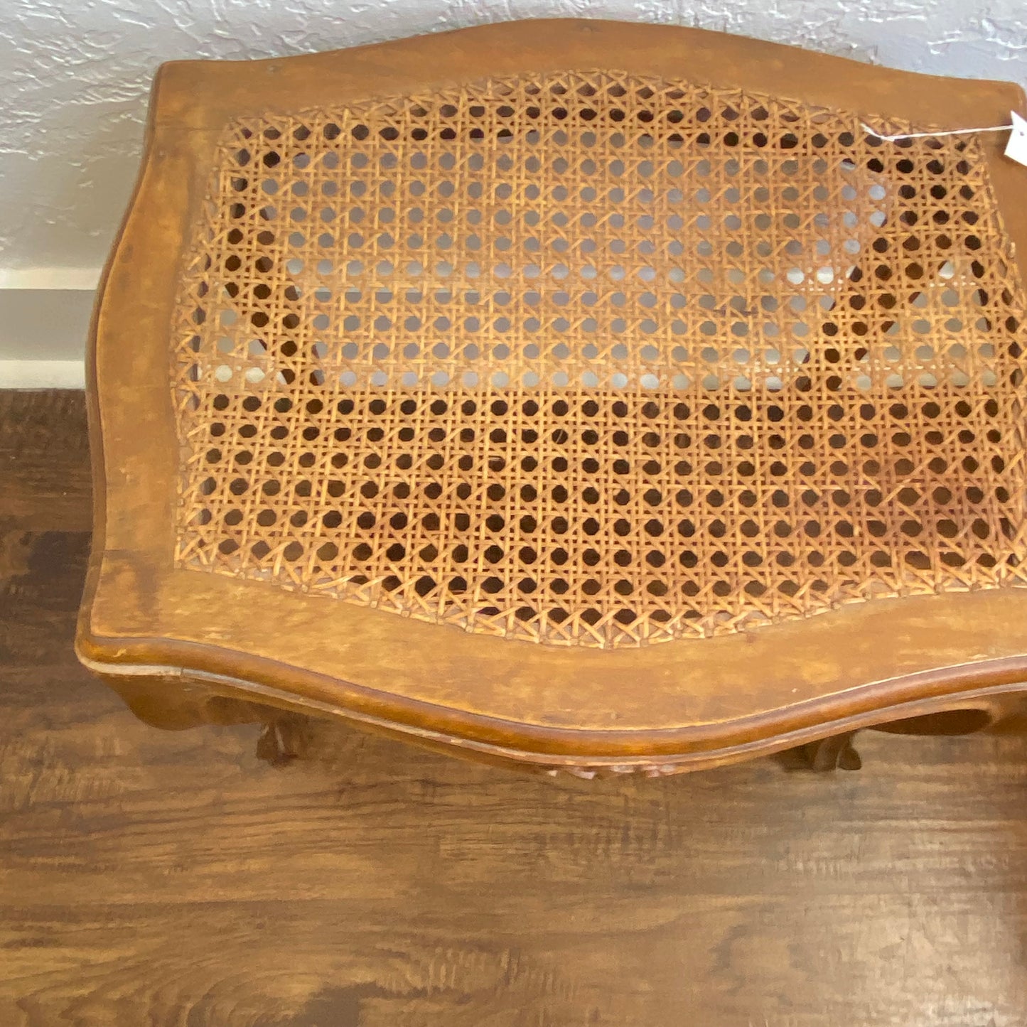 Antique Italian Rococo Foot Stool with Cane Top