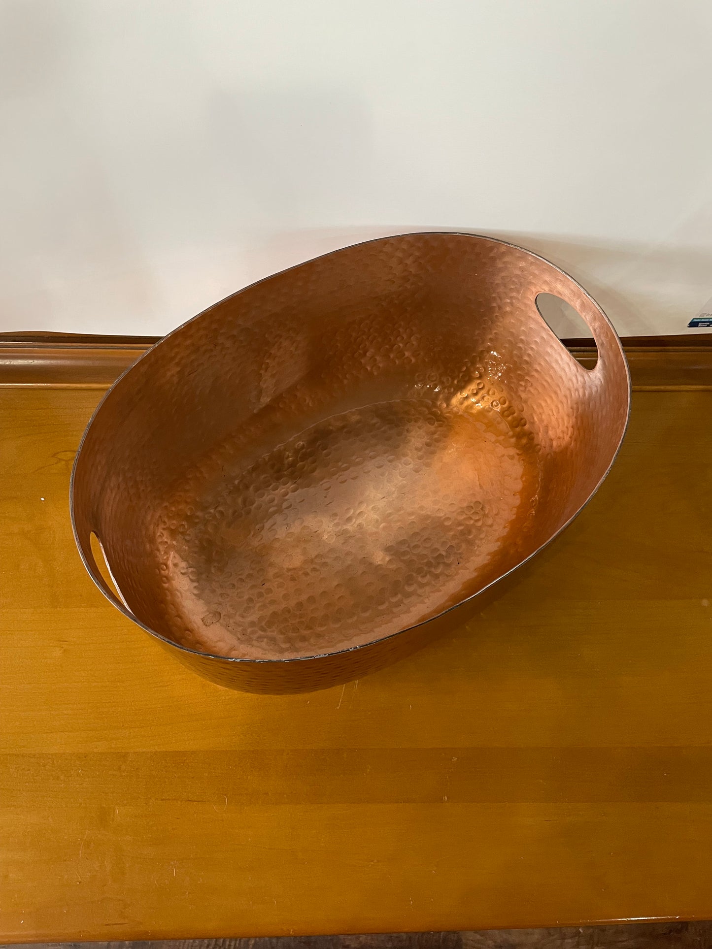 Copper Ice Tub Hammered Oval Design