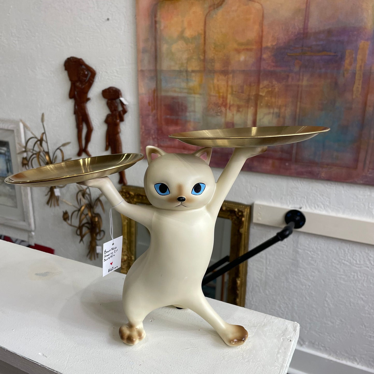 Ceramic Cat Double Tray Sculpture
