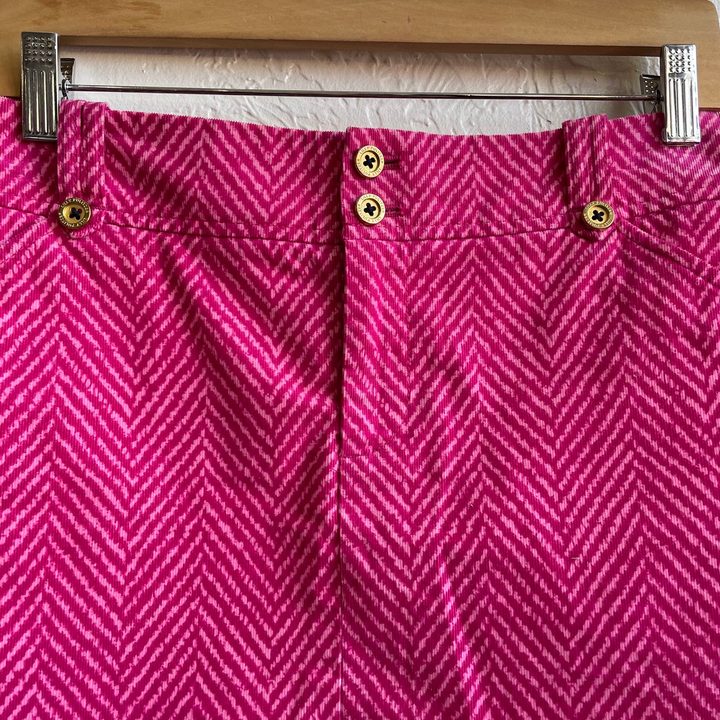Lilly Pulitzer Pink Stripped Corduroy Mini Skirt | Small