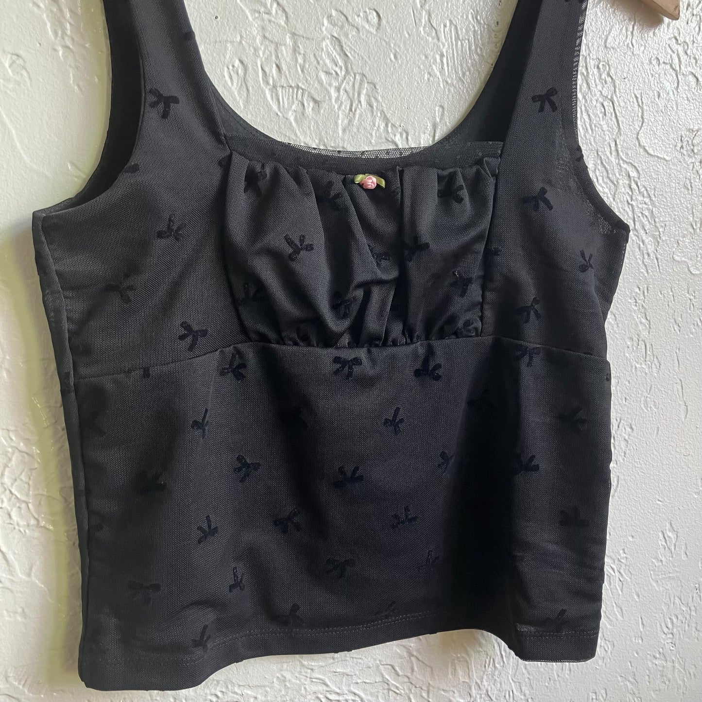 Black Cute Bows Crop Top Small
