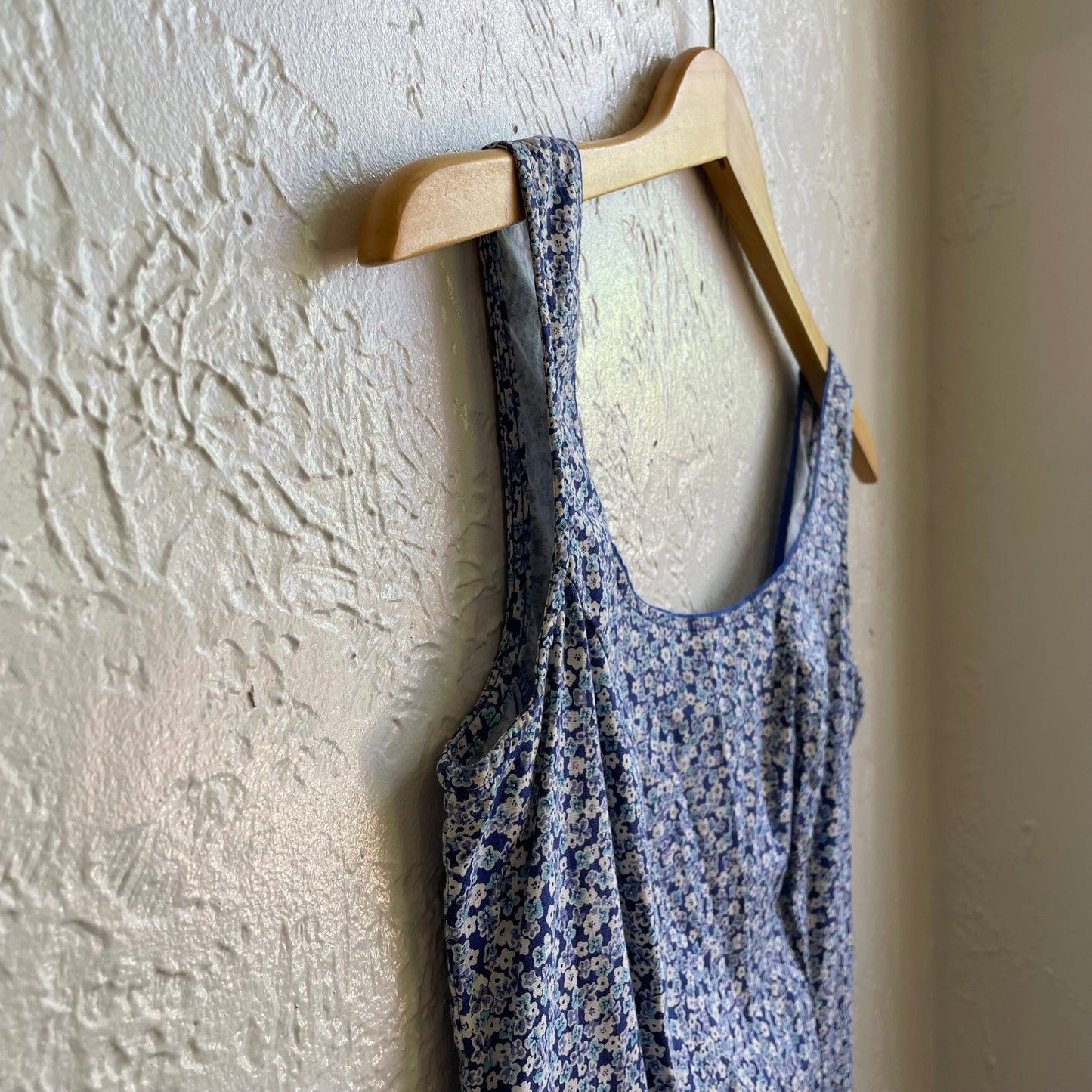 Blue Floral 90's Mini Dress | Medium
