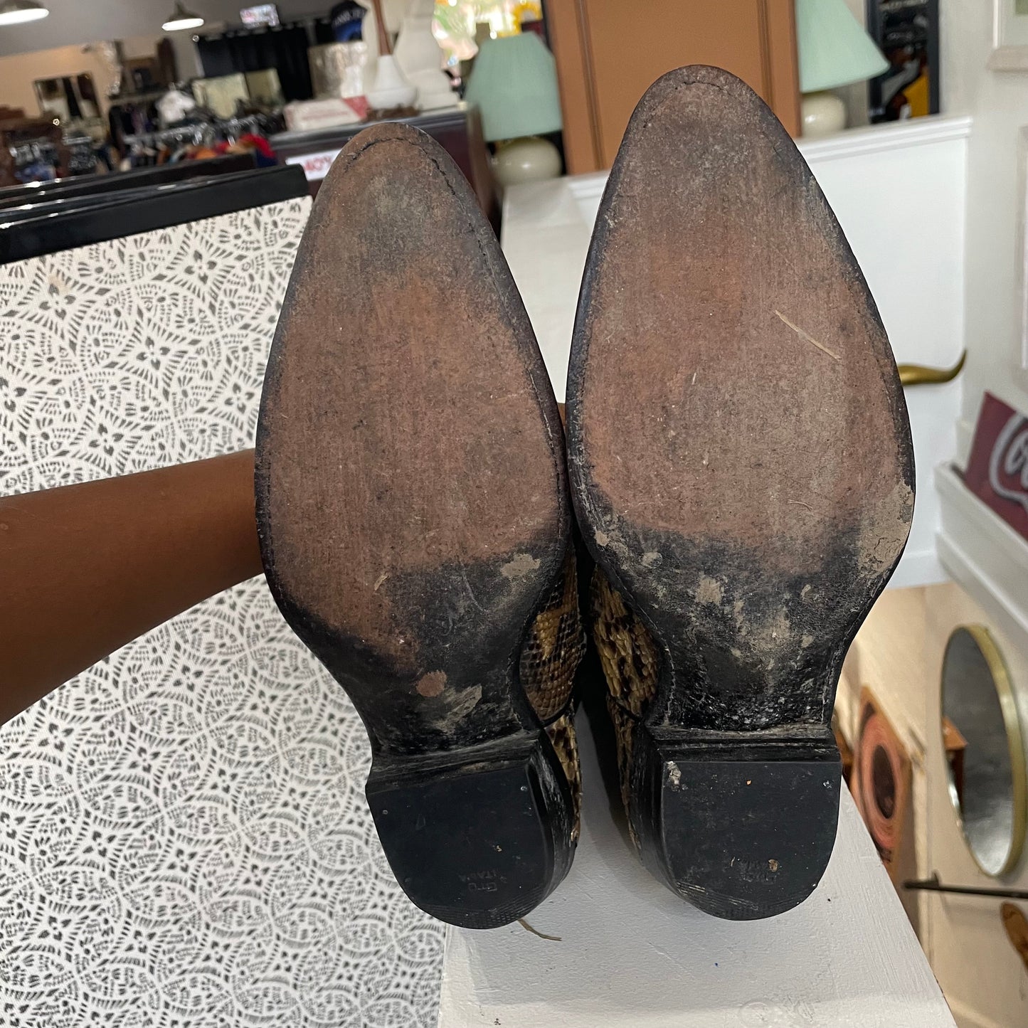 Python and Leather Vintage Cowboy Boots | Size 12