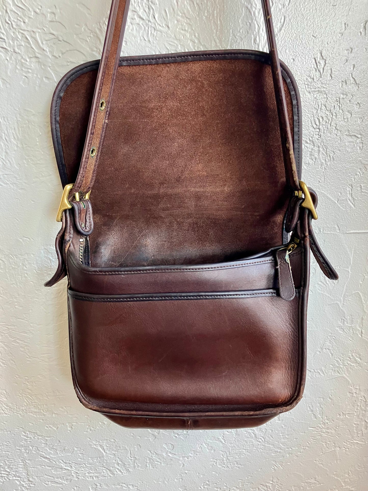 Vintage Coach Brown Leather Patricia Legacy Flap Shoulder Bag