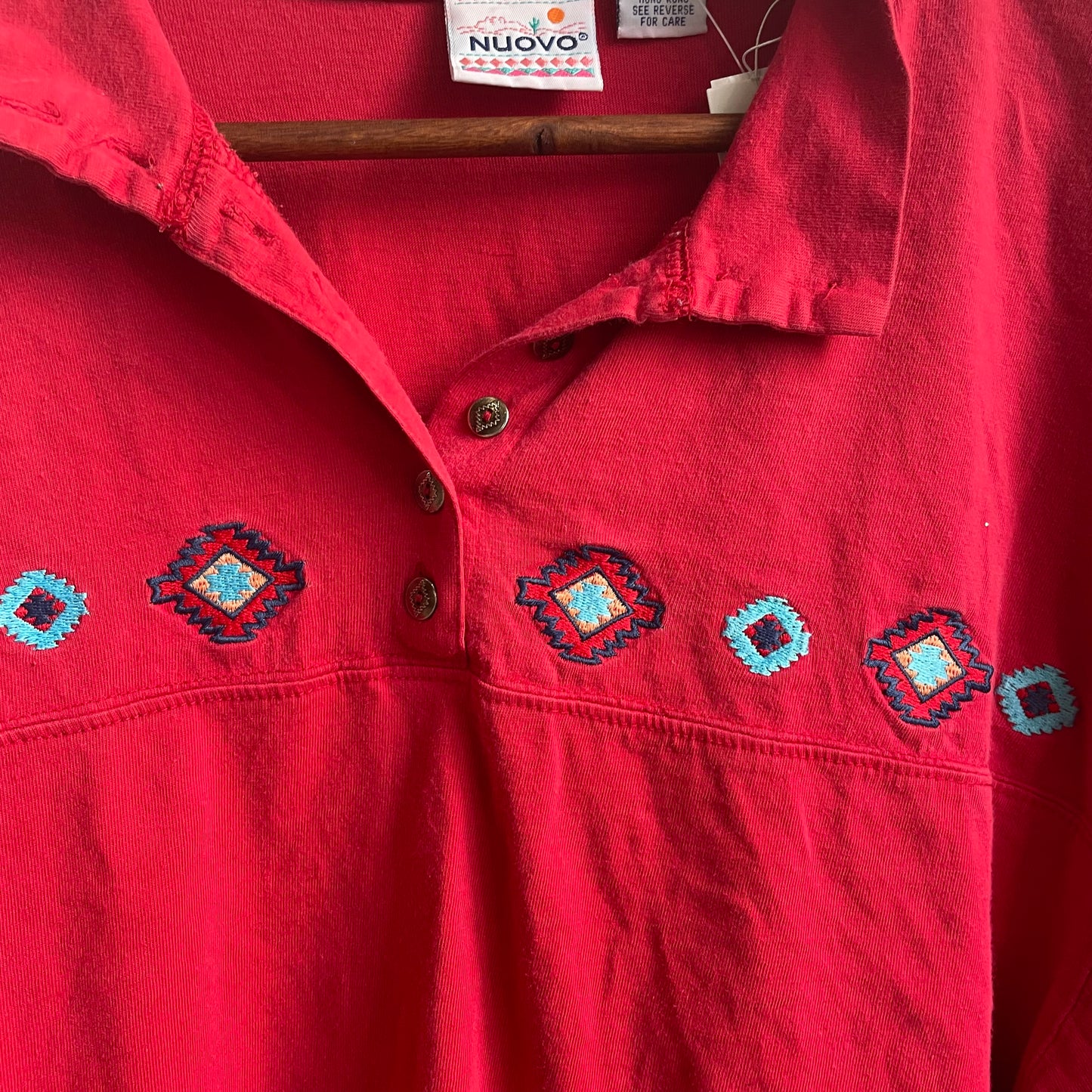 Red Vintage Button Up Sweater | Medium