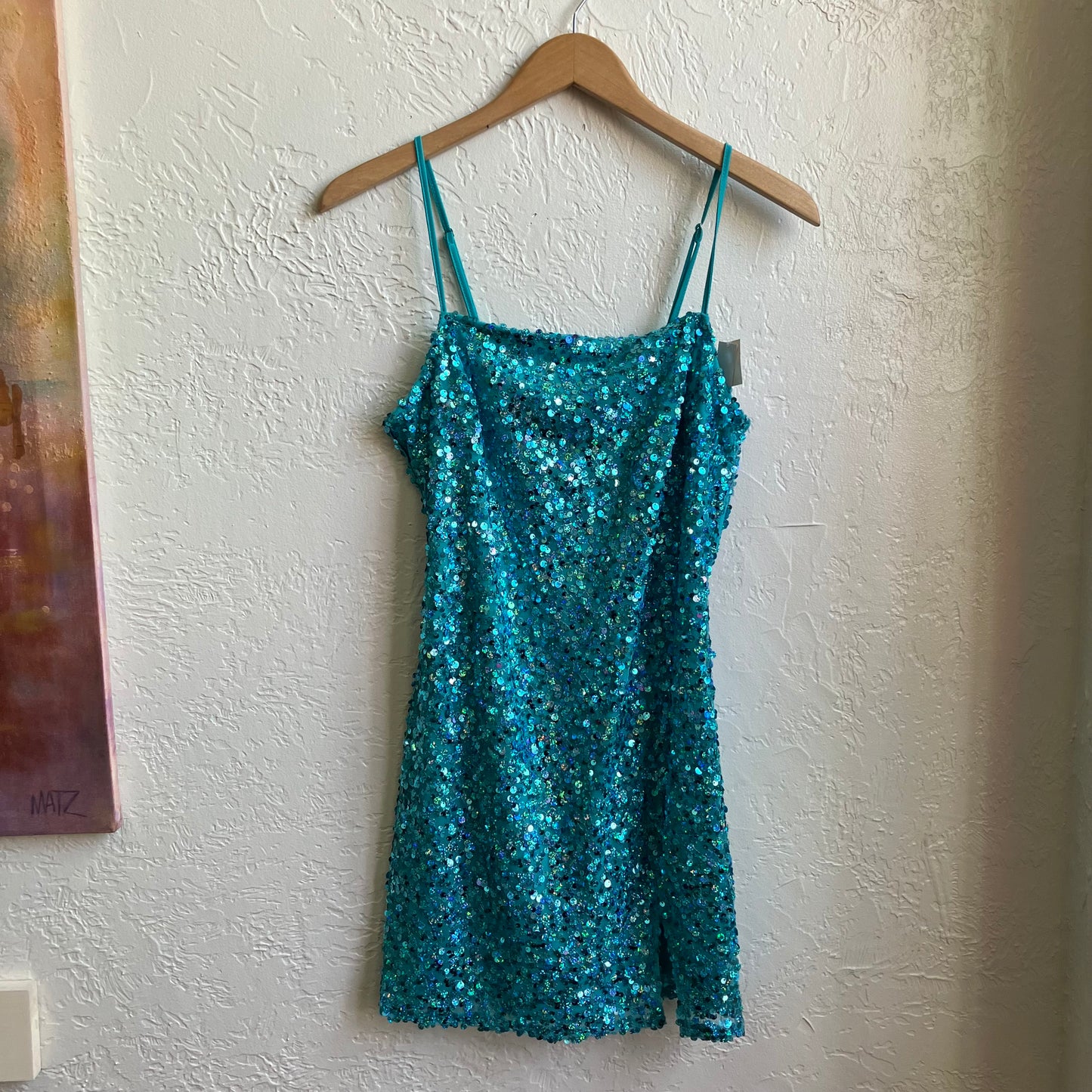Sequence Teal Slit Dress | Medium