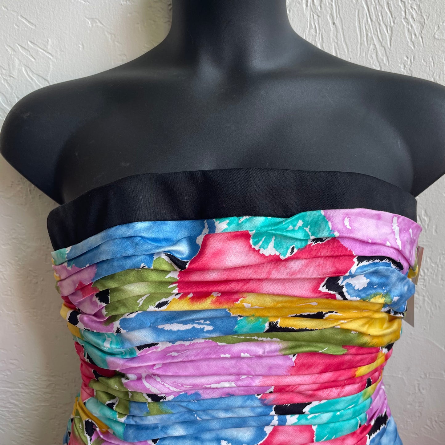 AJ Bari 1980's Multi Color Cocktail Tiered Mini Dress | Size 12