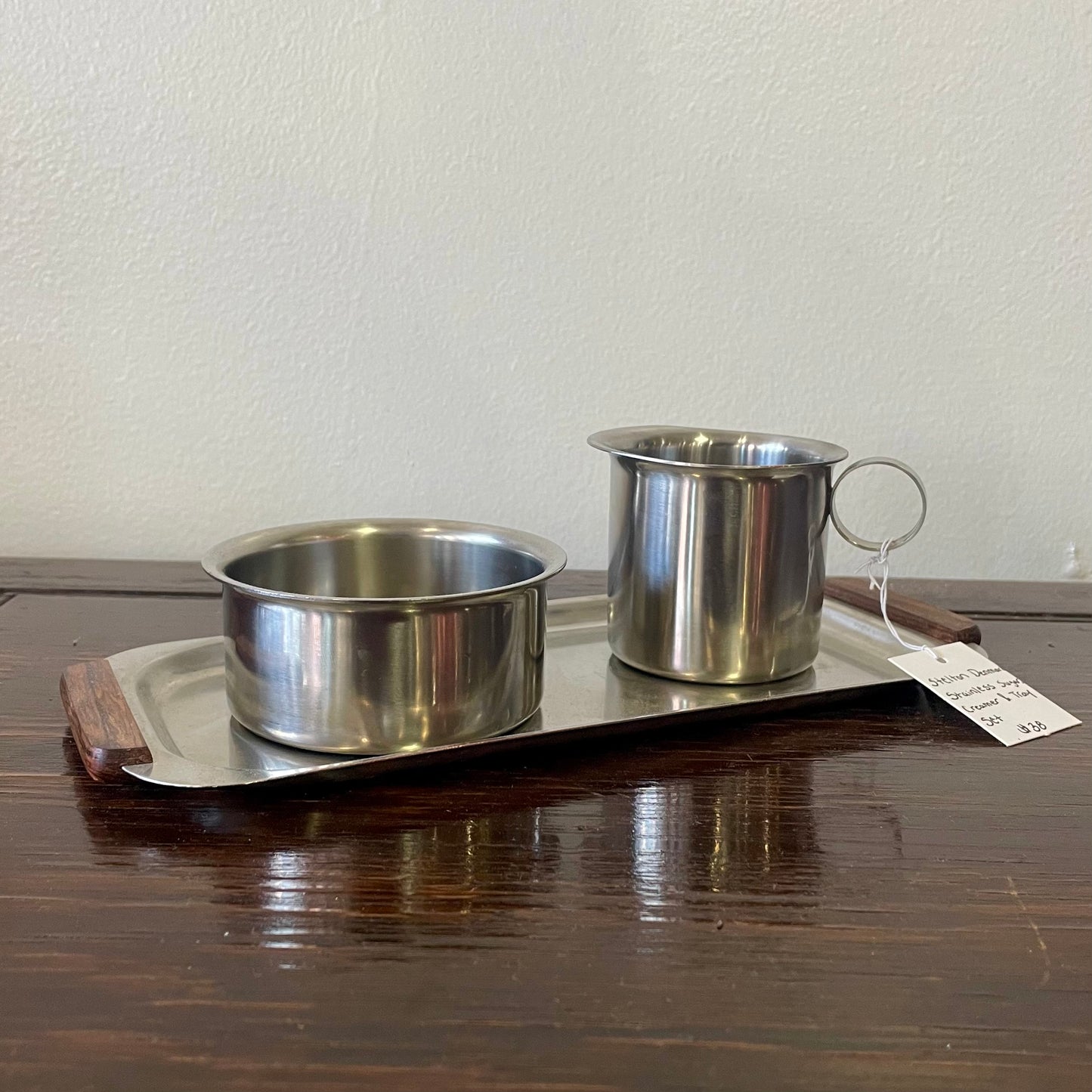 Stelton Denmark Stainless Steel Sugar & Tray Set Mid-Century