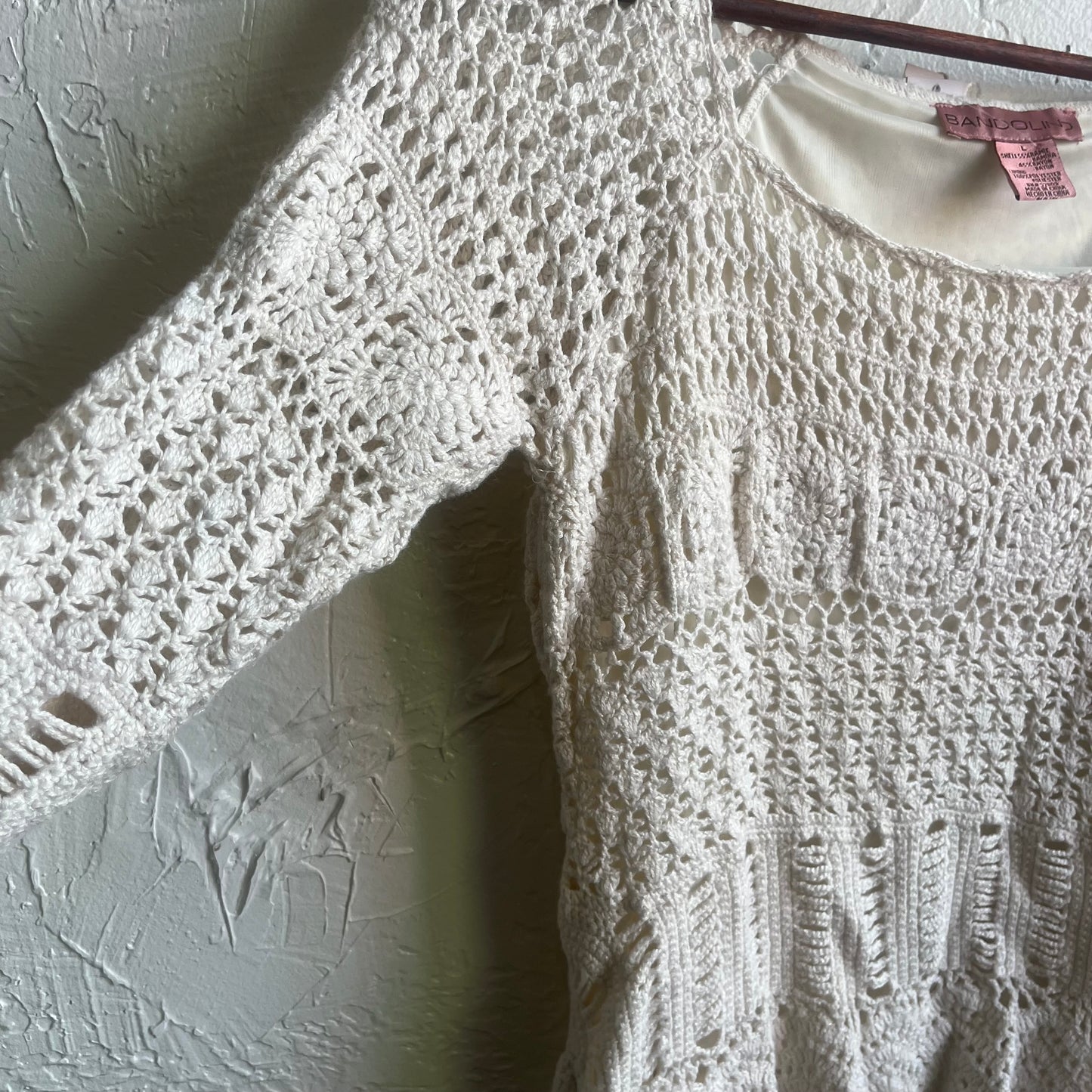 Crochet Open Stitch Knit Sweater Top| Large