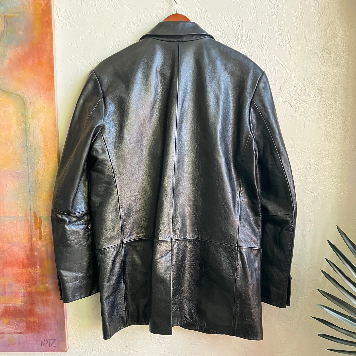 Banana Republic Black Leather Blazer Medium