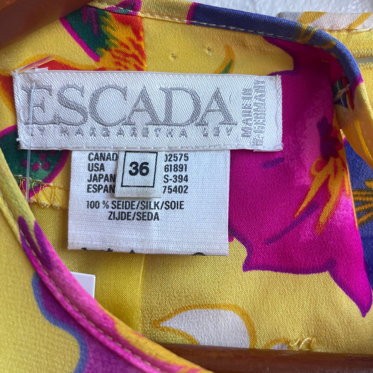Vintage Escada Yellow Floral Dress | Small