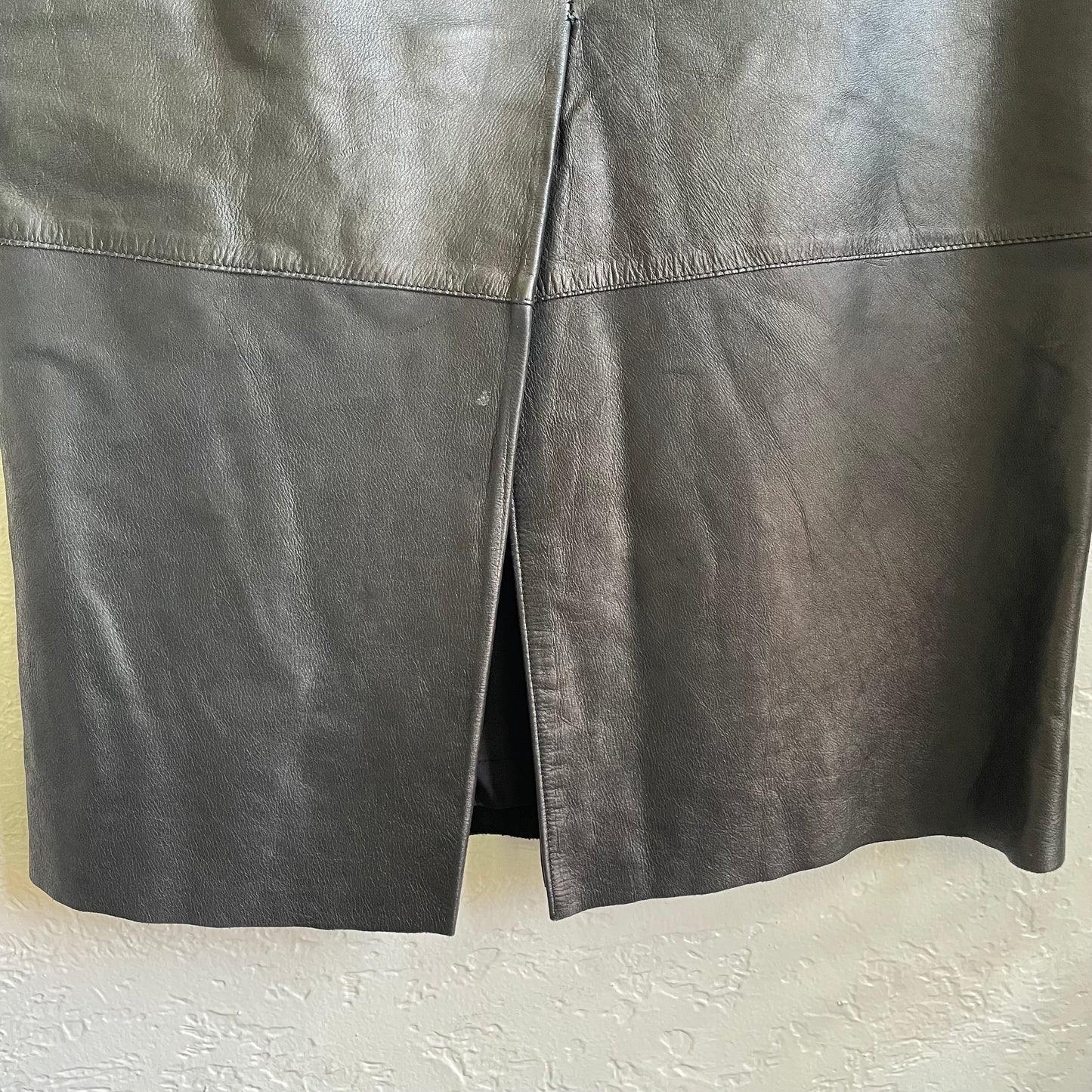 Black Kenneth Cole Leather Midi Skirt | XS