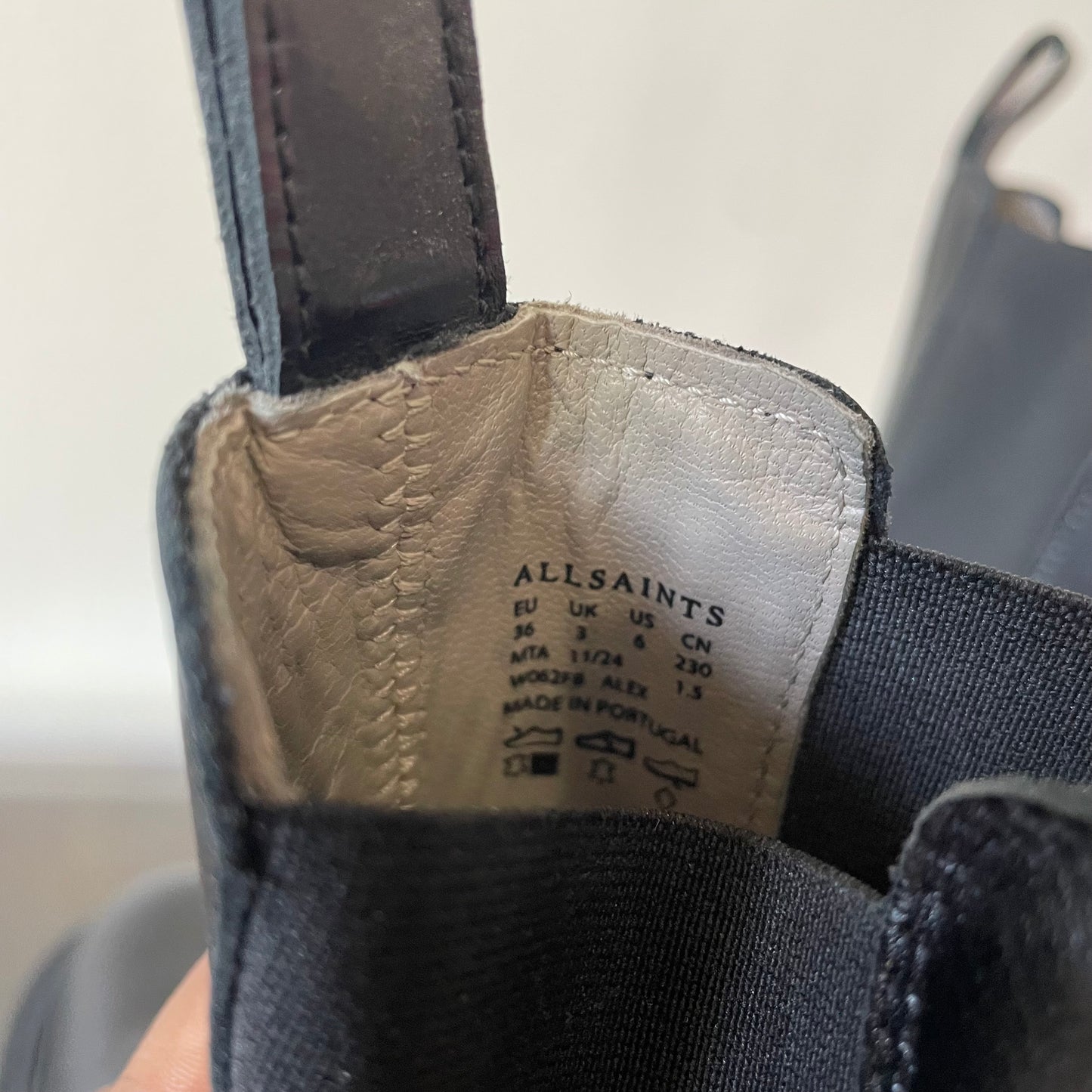 ALLSAINTS Alex Chelsea Boos in Shine Black | Size 36/6