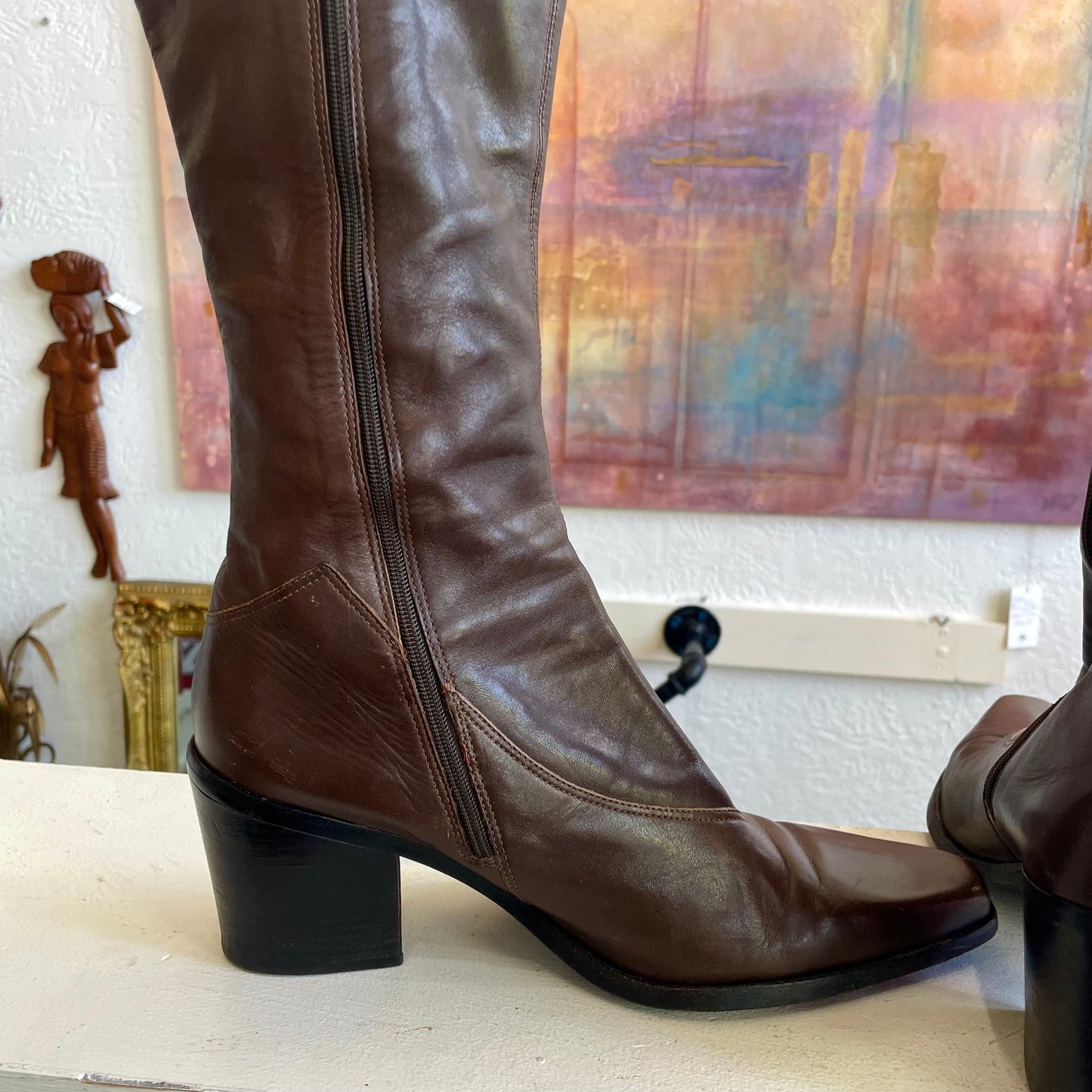 Women’s Cowboy Leather Boots | Size 10