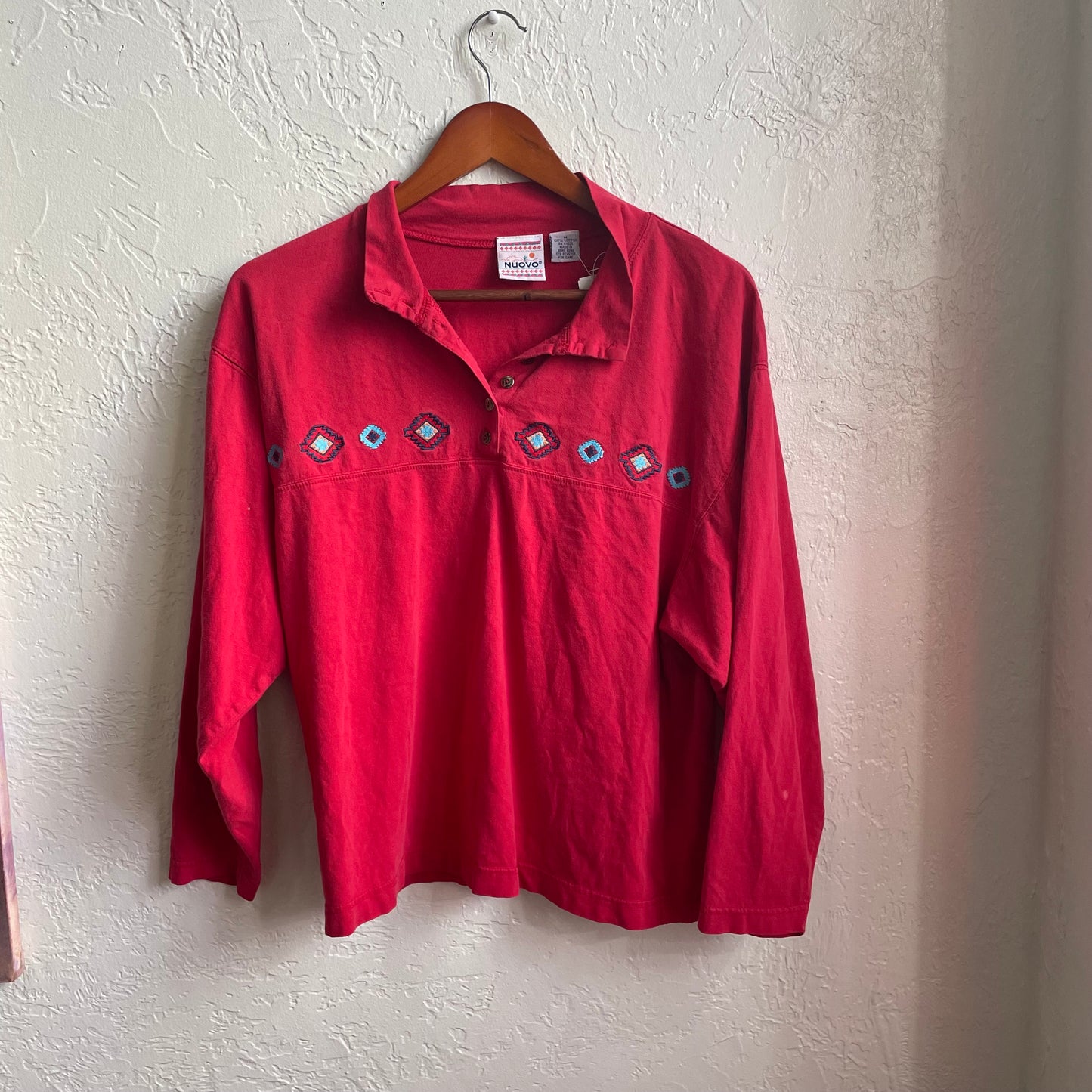 Red Vintage Button Up Sweater | Medium